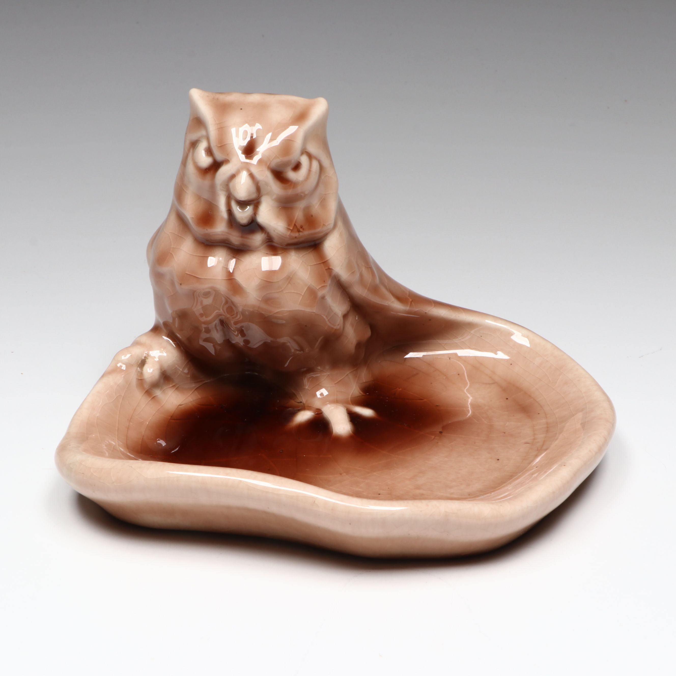 Rookwood Pottery Owl Bowl, Floral Box, and Base, 1944-1946