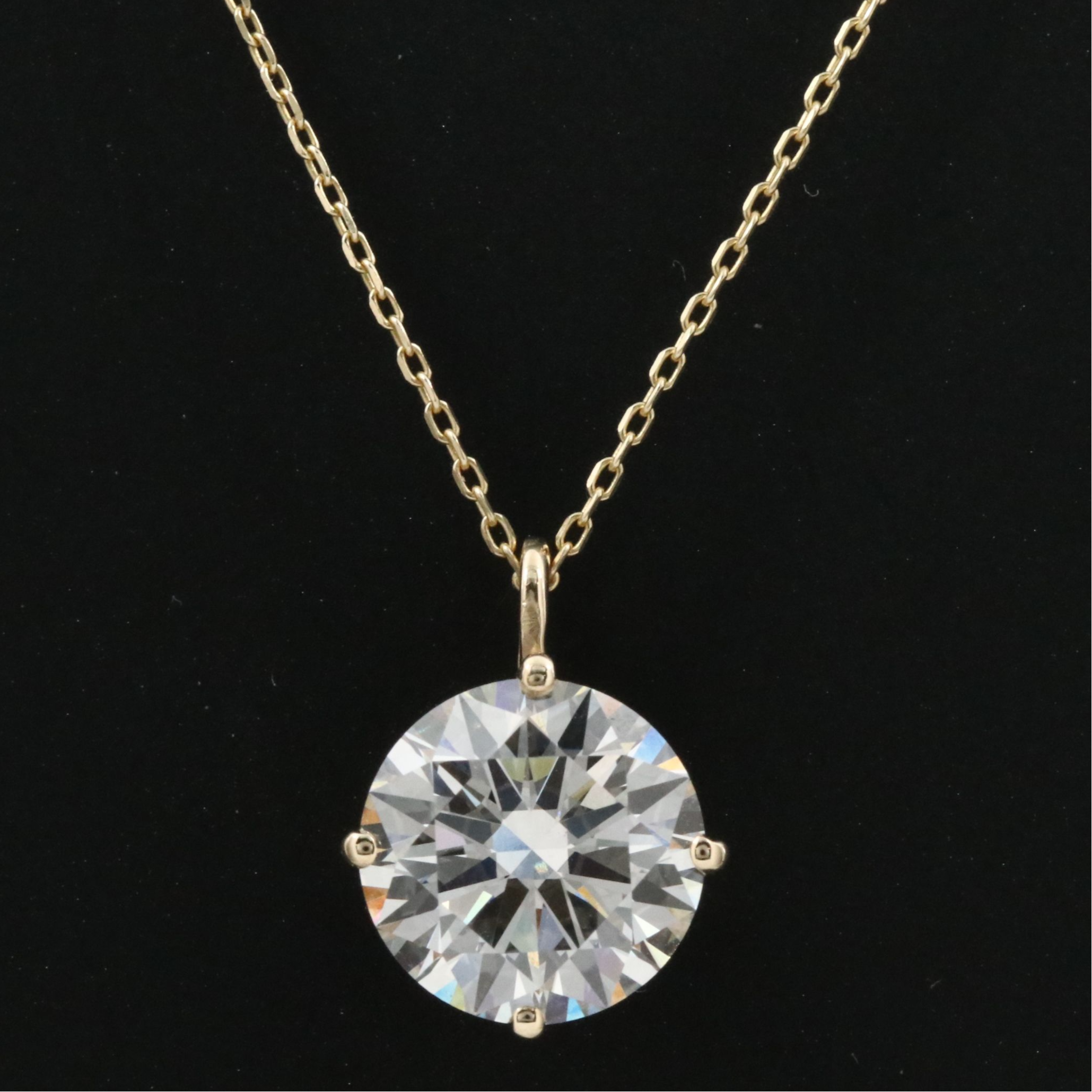 14K 3.59 CT Lab Grown Diamond Solitaire Pendant Necklace with IGI Report