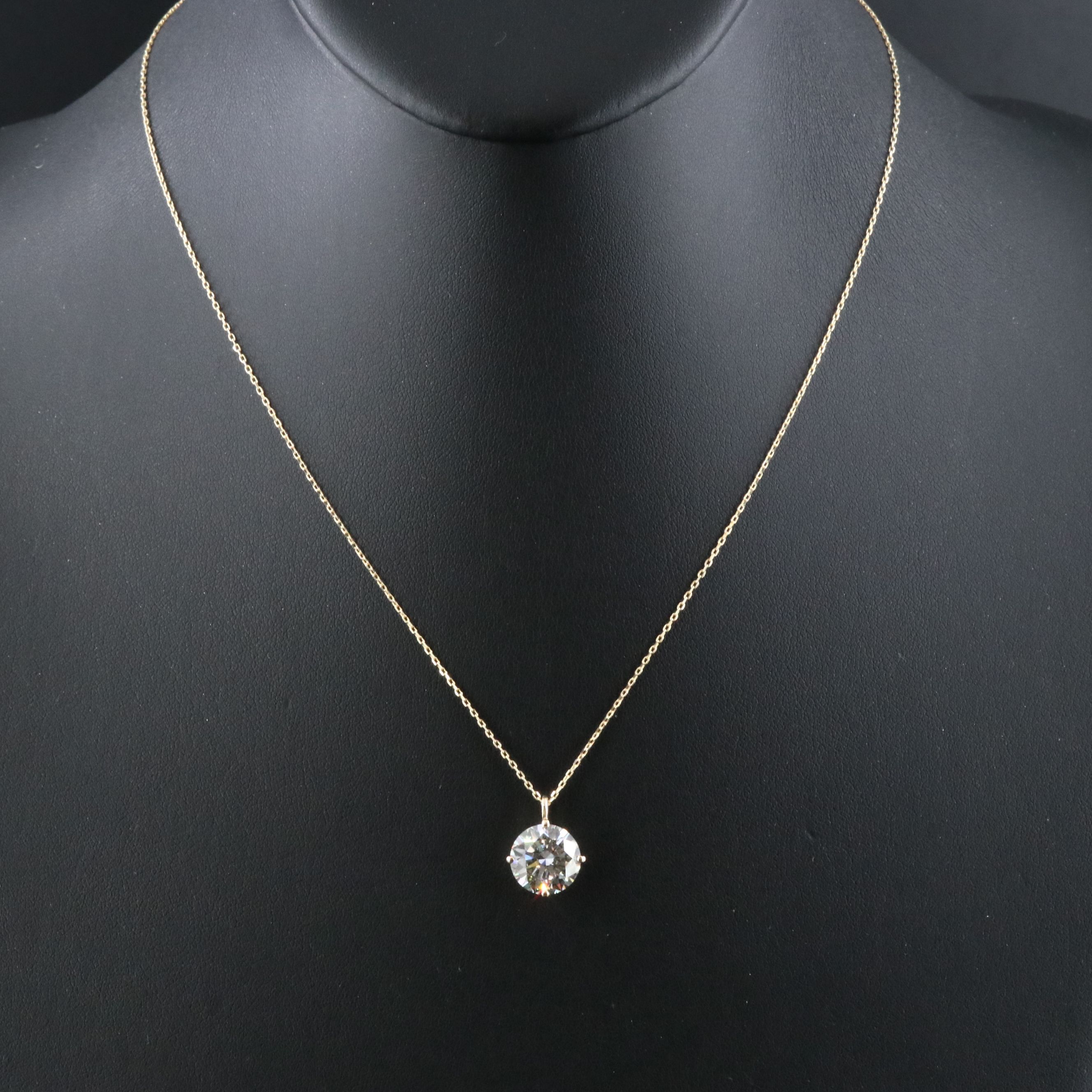 14K 3.59 CT Lab Grown Diamond Solitaire Pendant Necklace with IGI Report