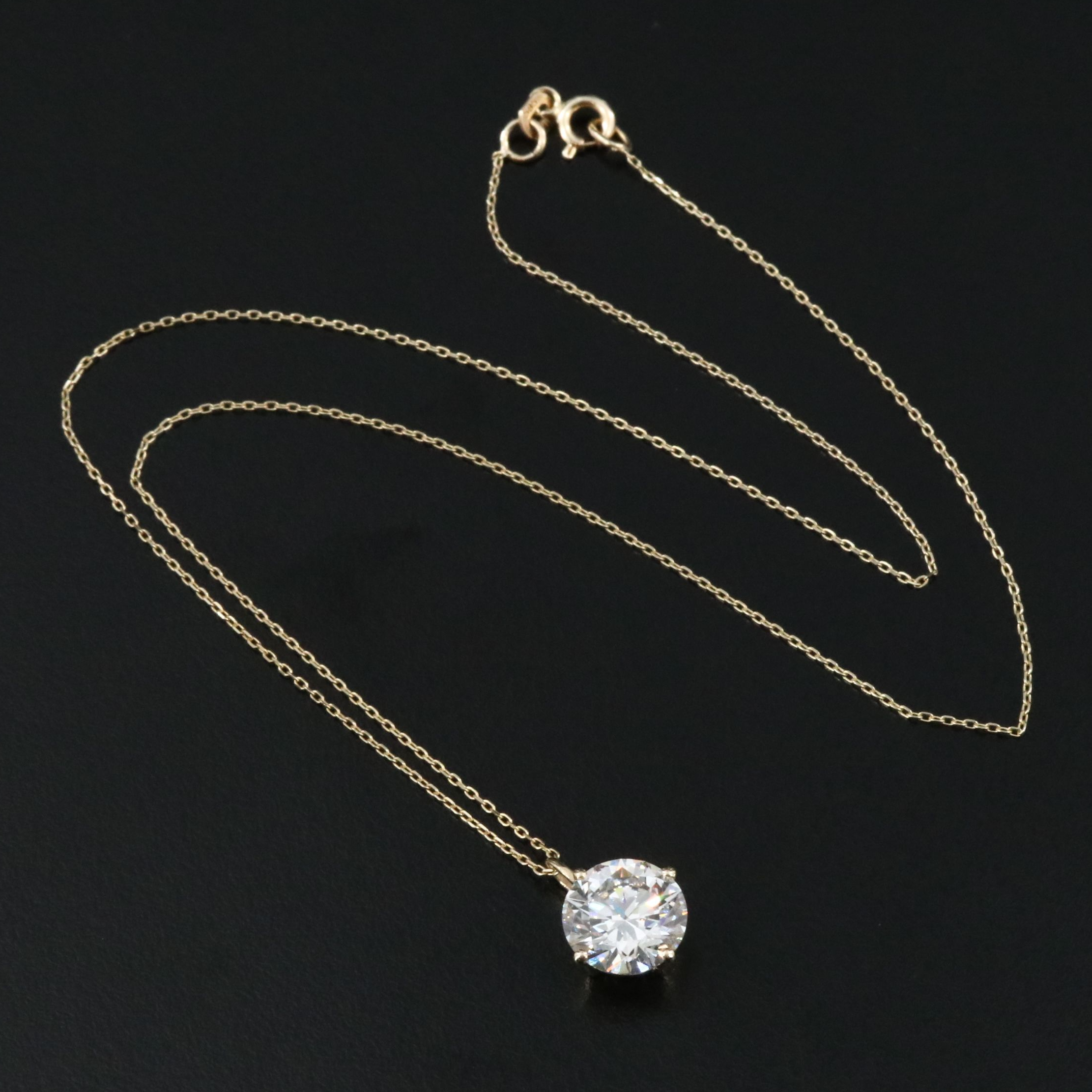 14K 3.59 CT Lab Grown Diamond Solitaire Pendant Necklace with IGI Report