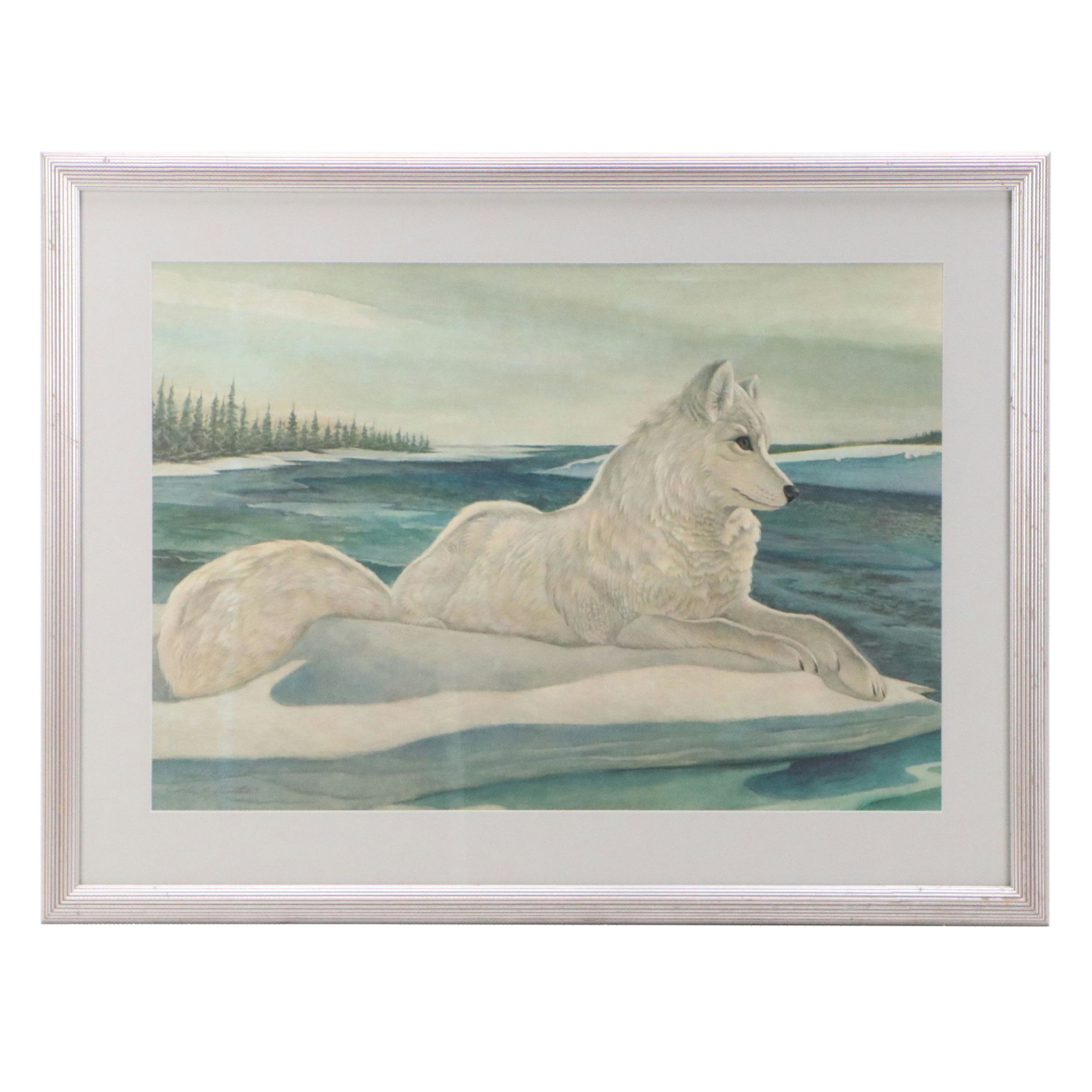 John A. Ruthven Offset Lithograph "Arctic Fox"