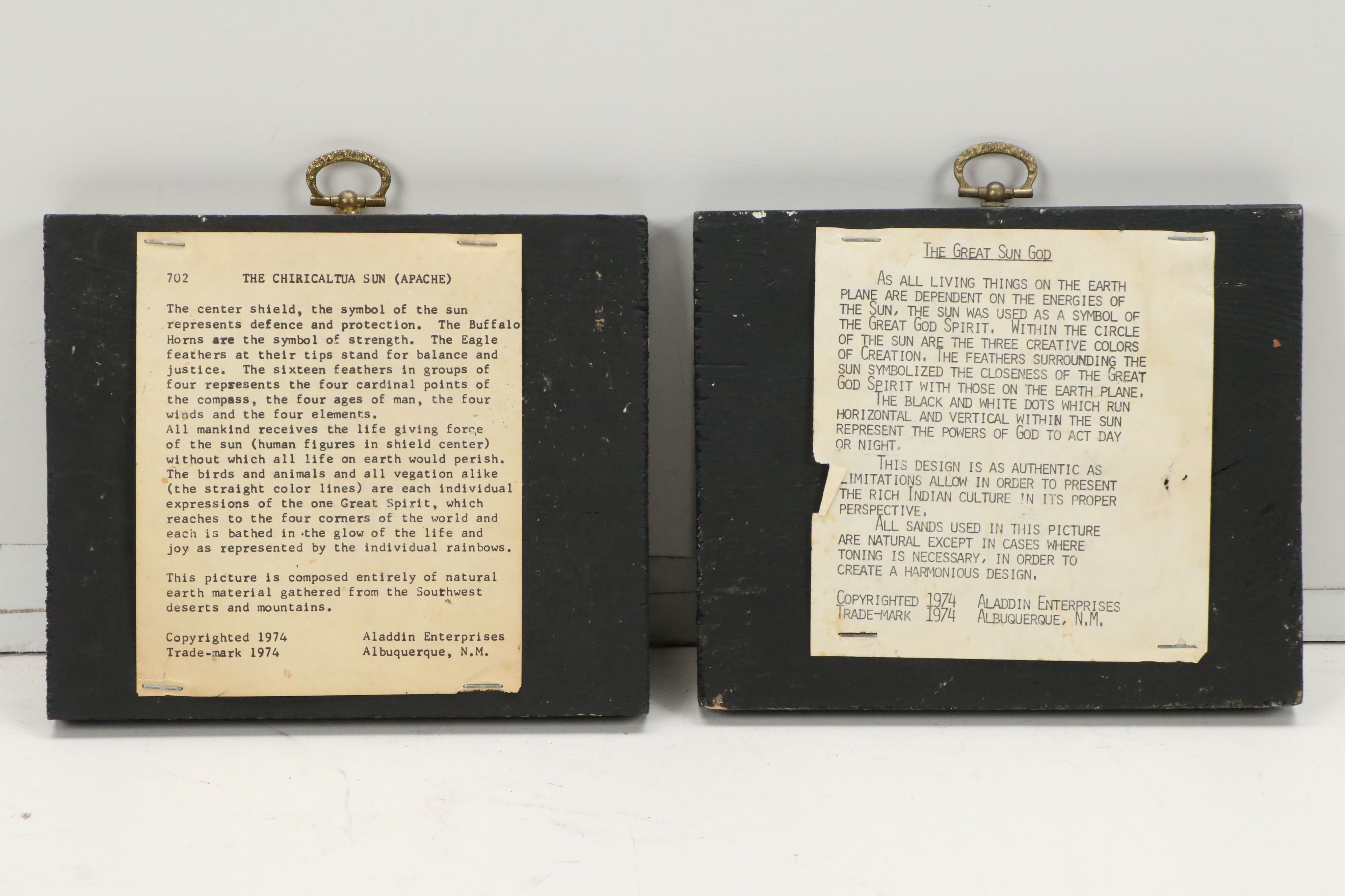 Navajo Sandpaintings "Holy Man," "Yei-bei-chai" and "The Sun," 1974-76