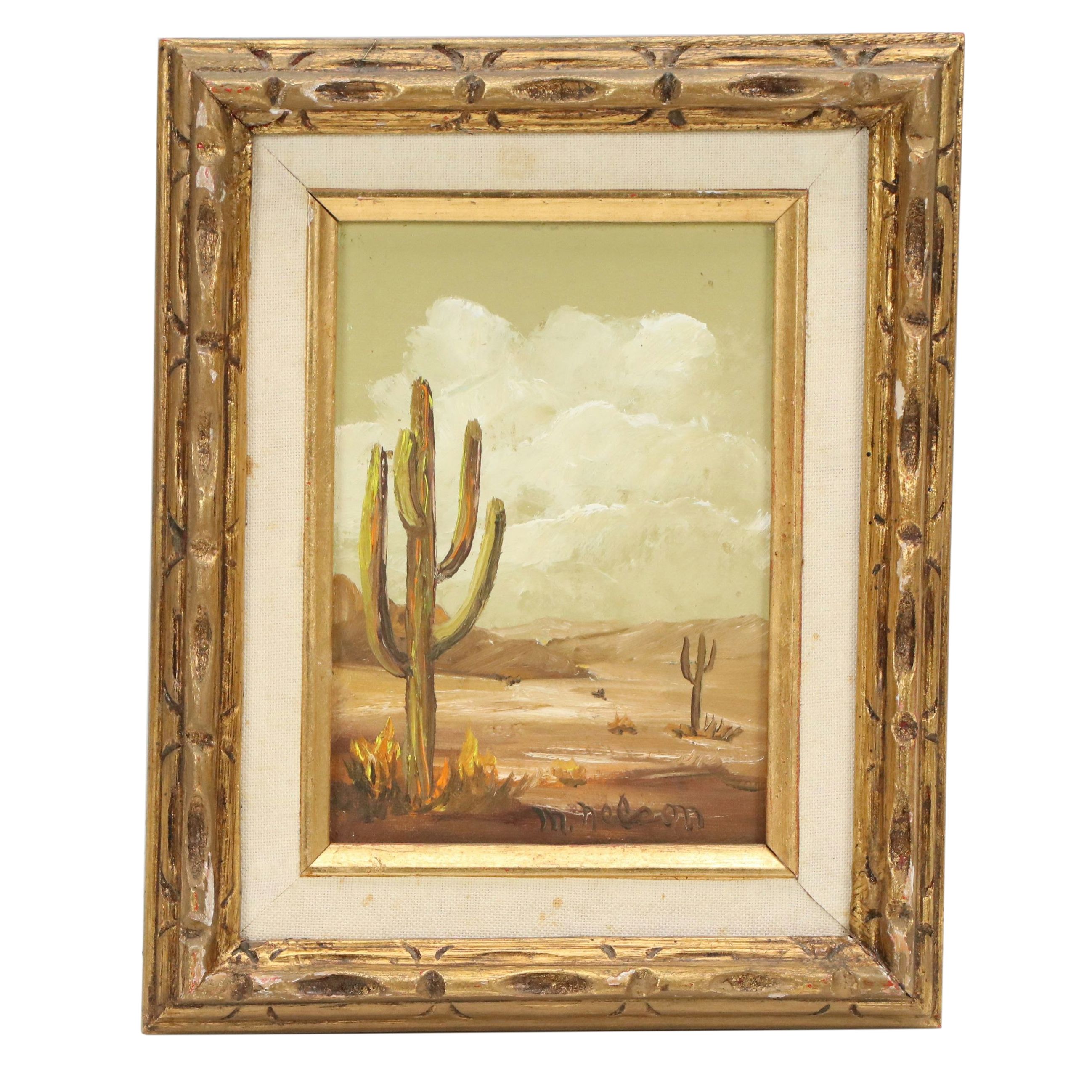 Mabel Nelson Oil Painting of Desert Landscape, Late 20th Century