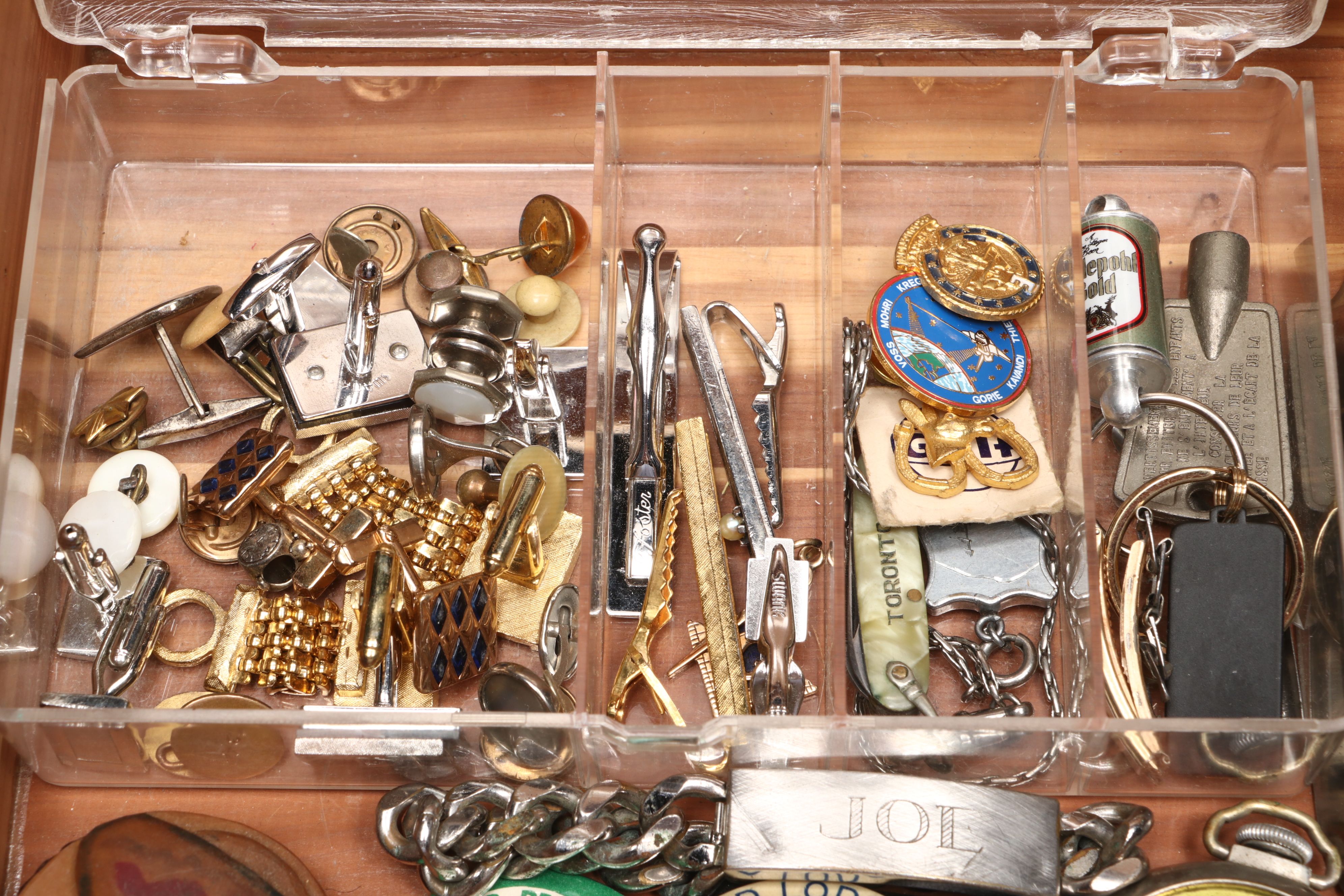 Cedar Men's Vanity Box with Cufflinks, Fraternal Order Ribbons, More