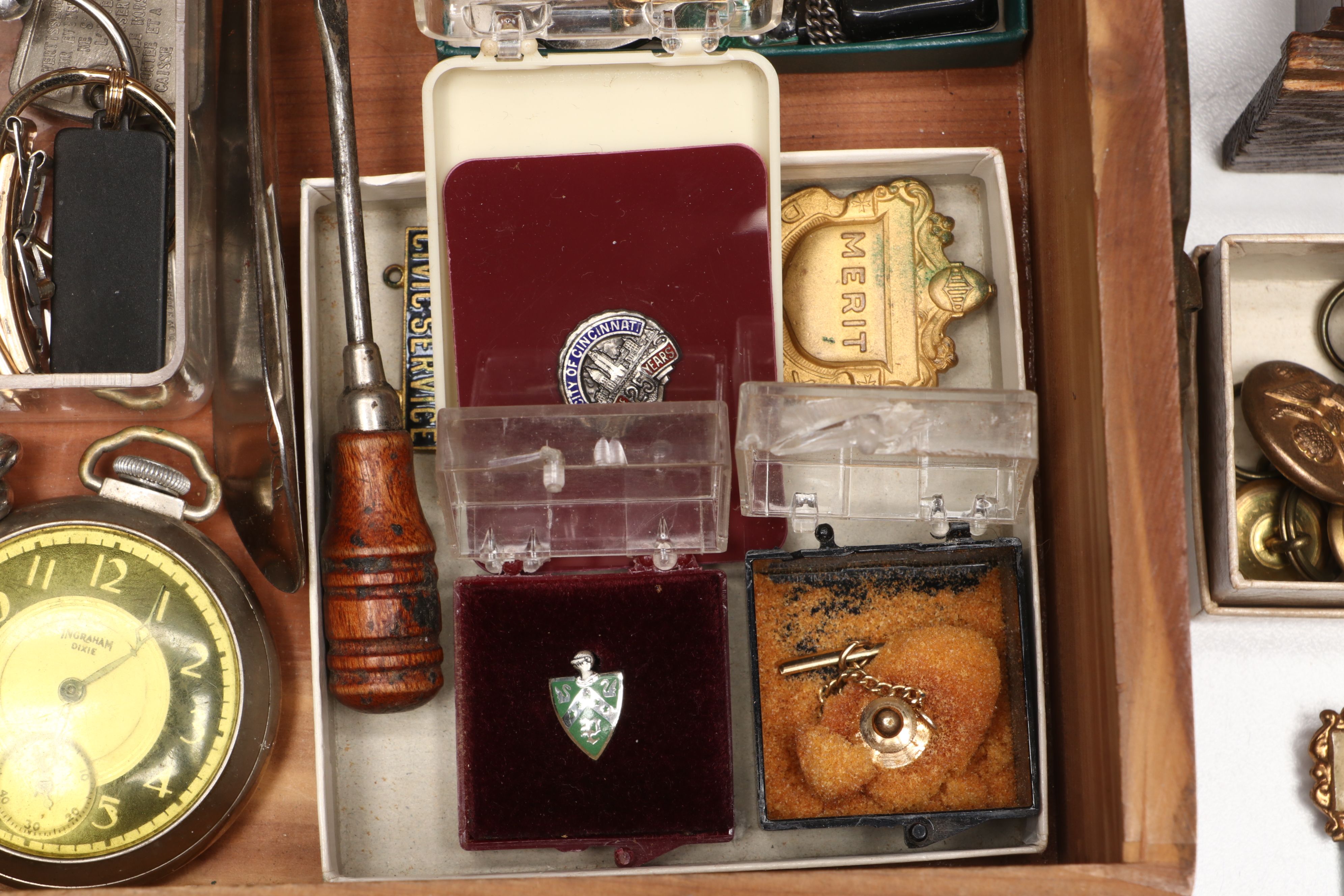 Cedar Men's Vanity Box with Cufflinks, Fraternal Order Ribbons, More