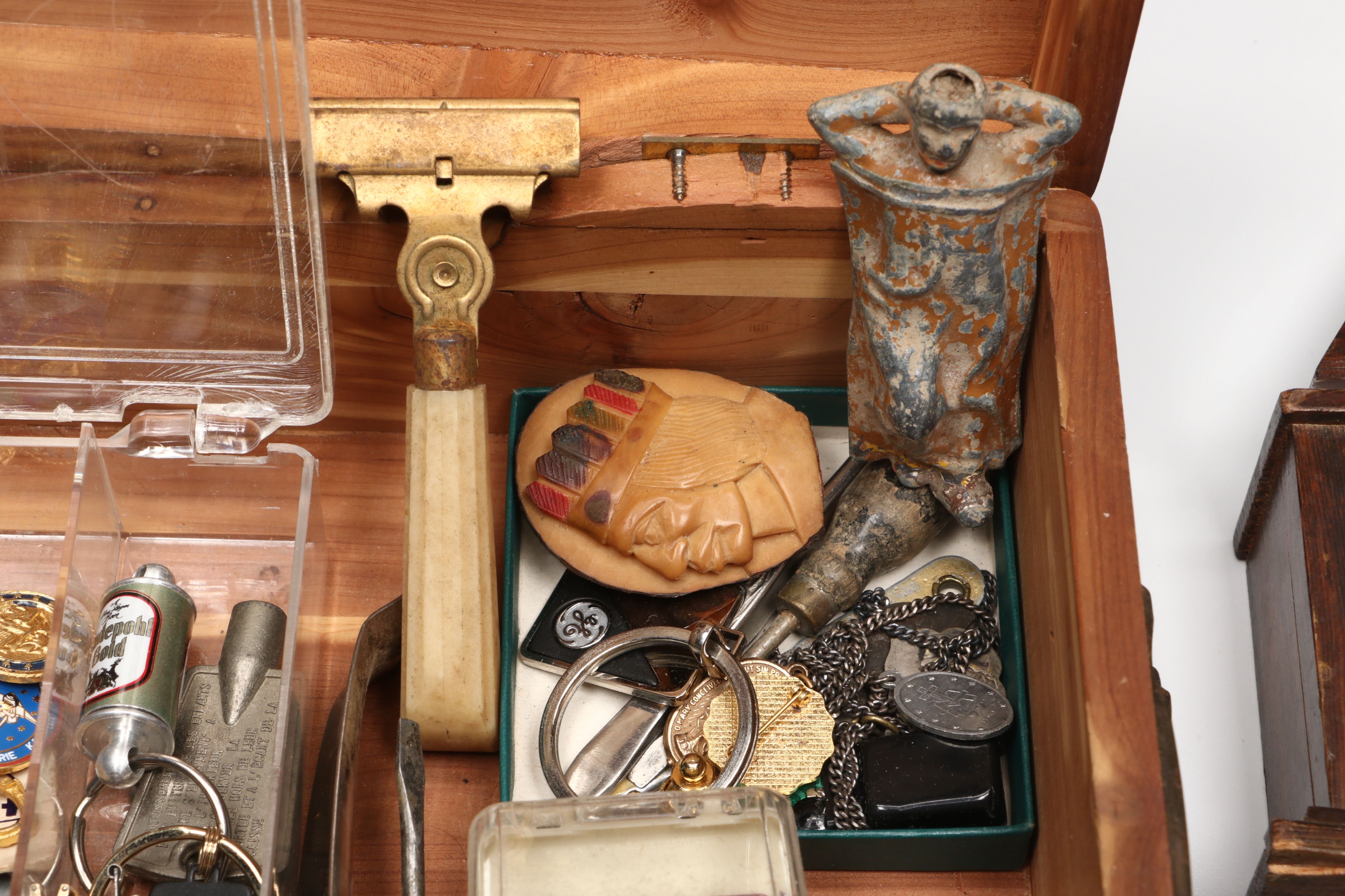 Cedar Men's Vanity Box with Cufflinks, Fraternal Order Ribbons, More