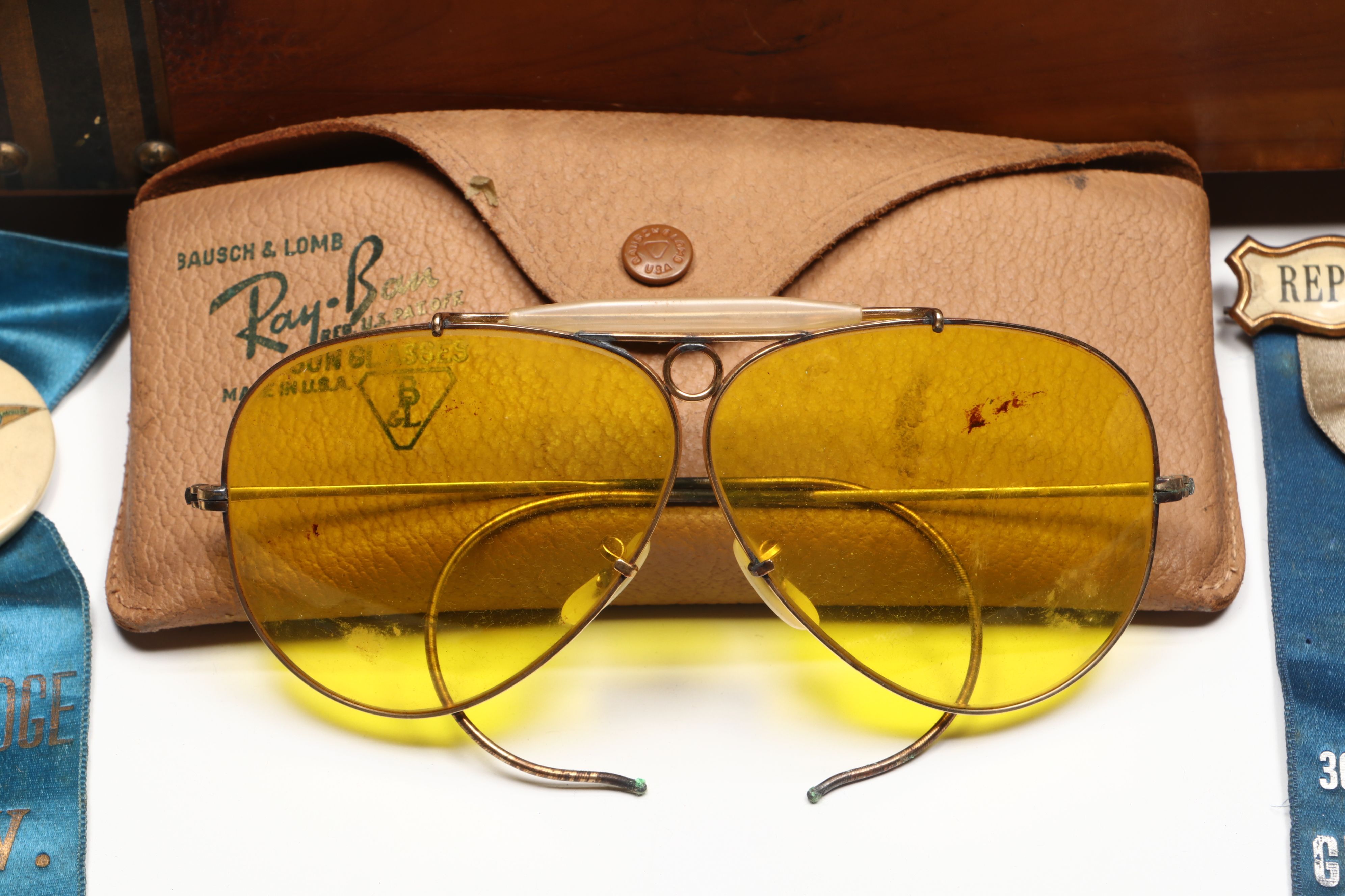 Cedar Men's Vanity Box with Cufflinks, Fraternal Order Ribbons, More