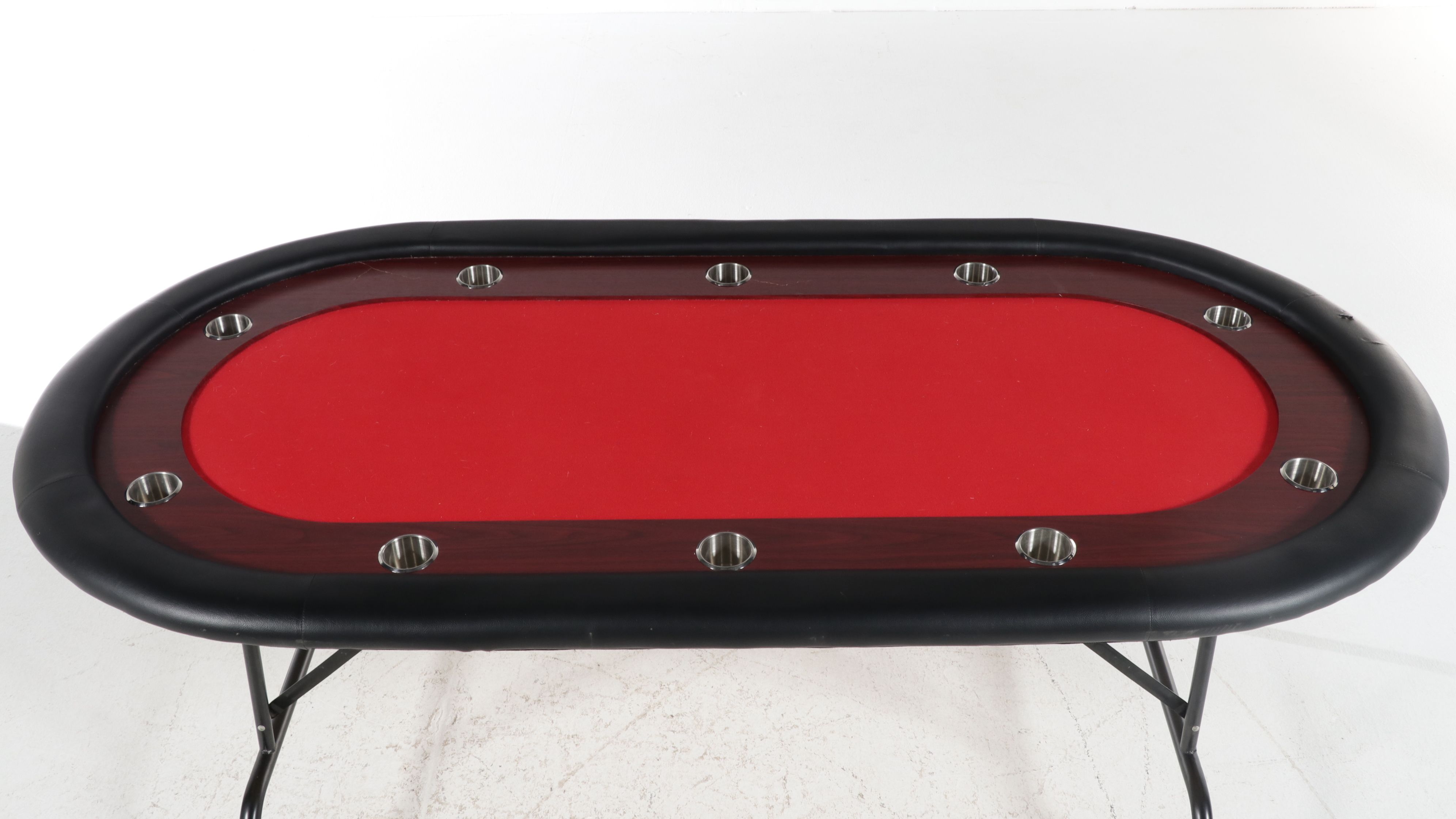 Ten Player Oval Poker Table with Red Baize, 21st Century
