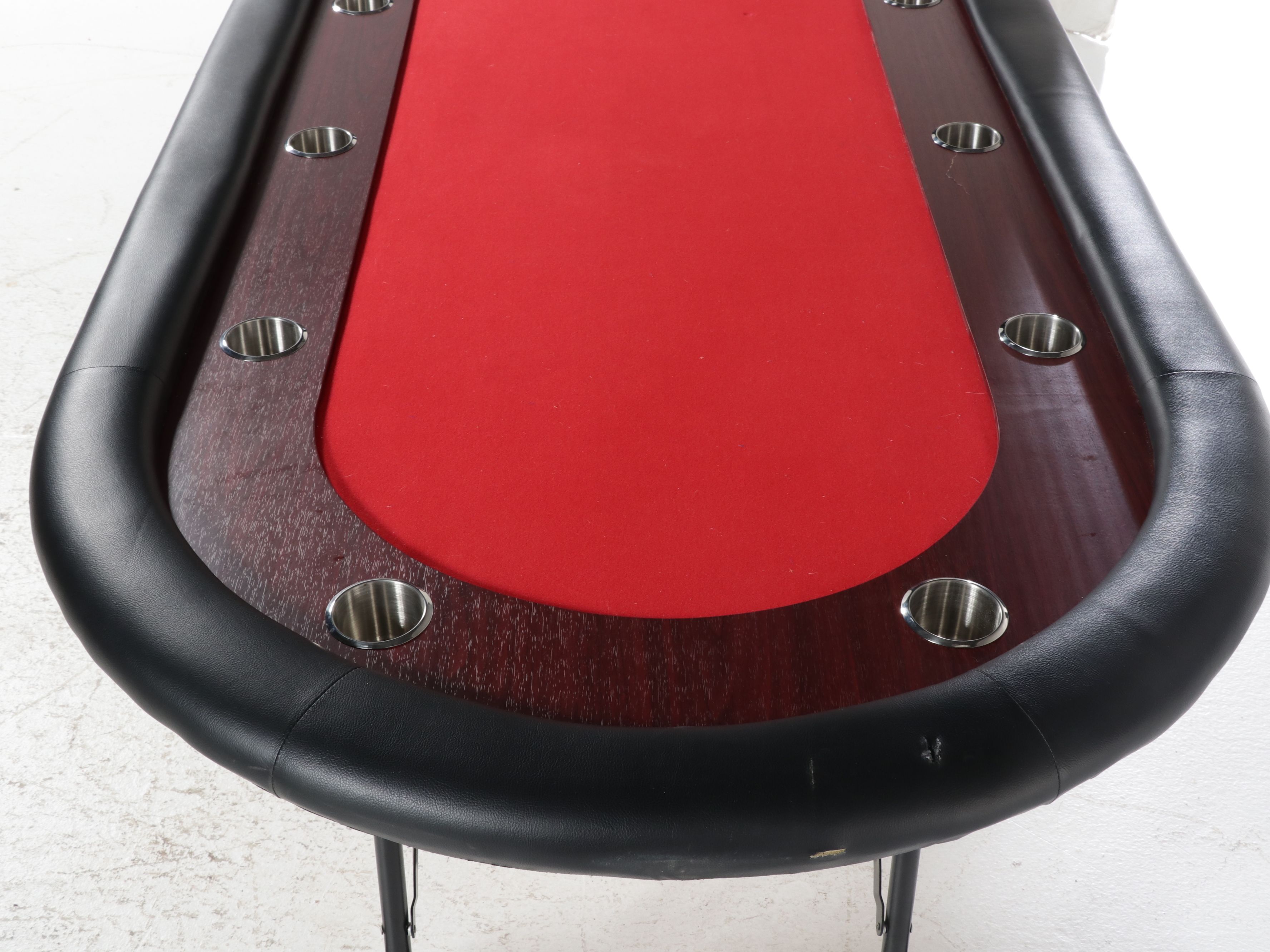 Ten Player Oval Poker Table with Red Baize, 21st Century
