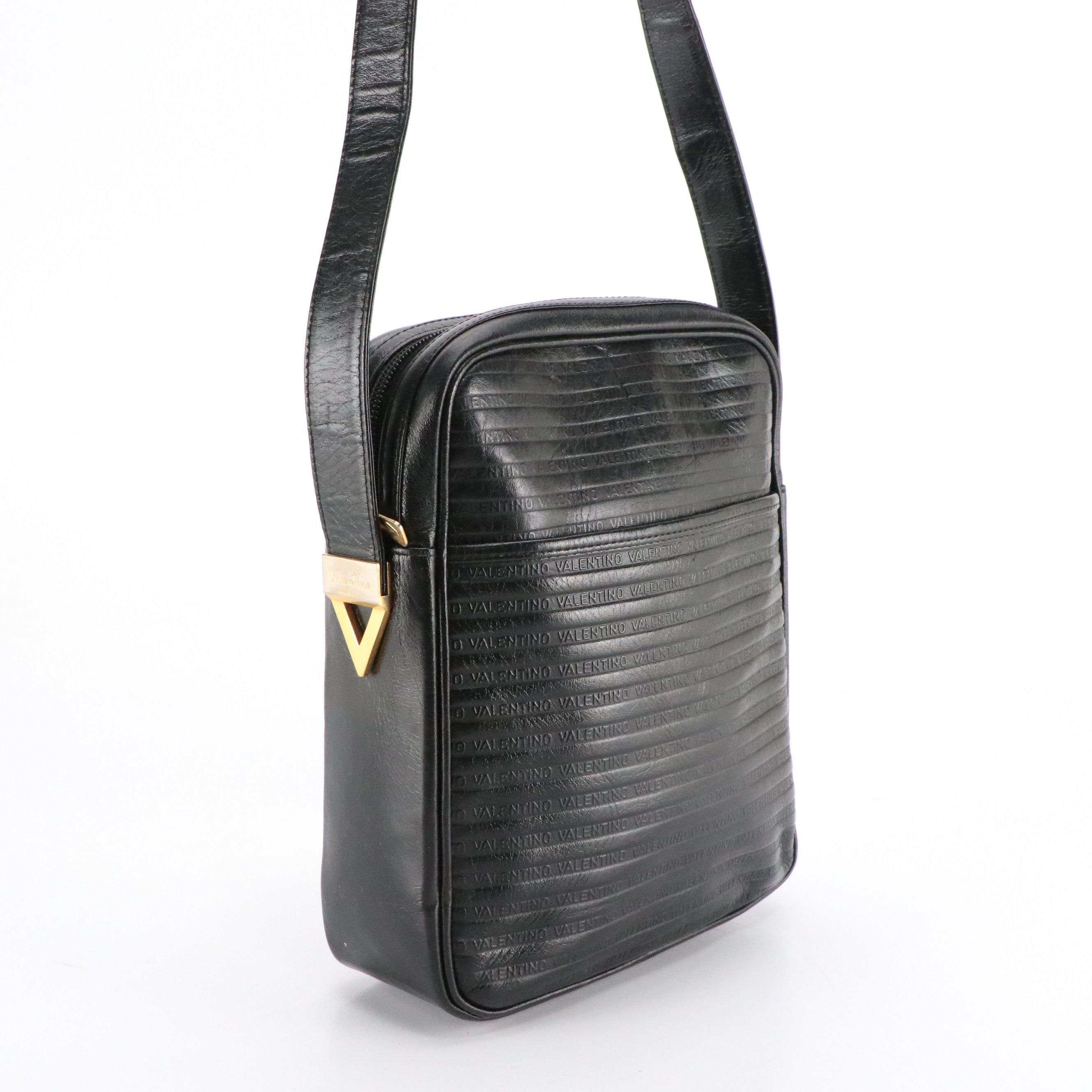 Mario Valentino Shoulder Bag in Logo Embossed Leather