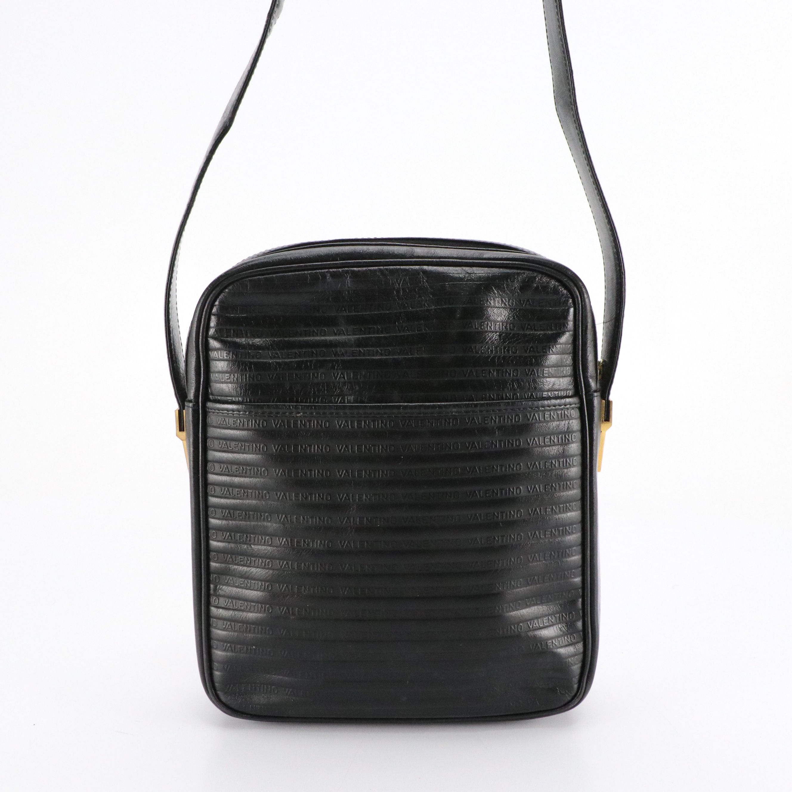 Mario Valentino Shoulder Bag in Logo Embossed Leather