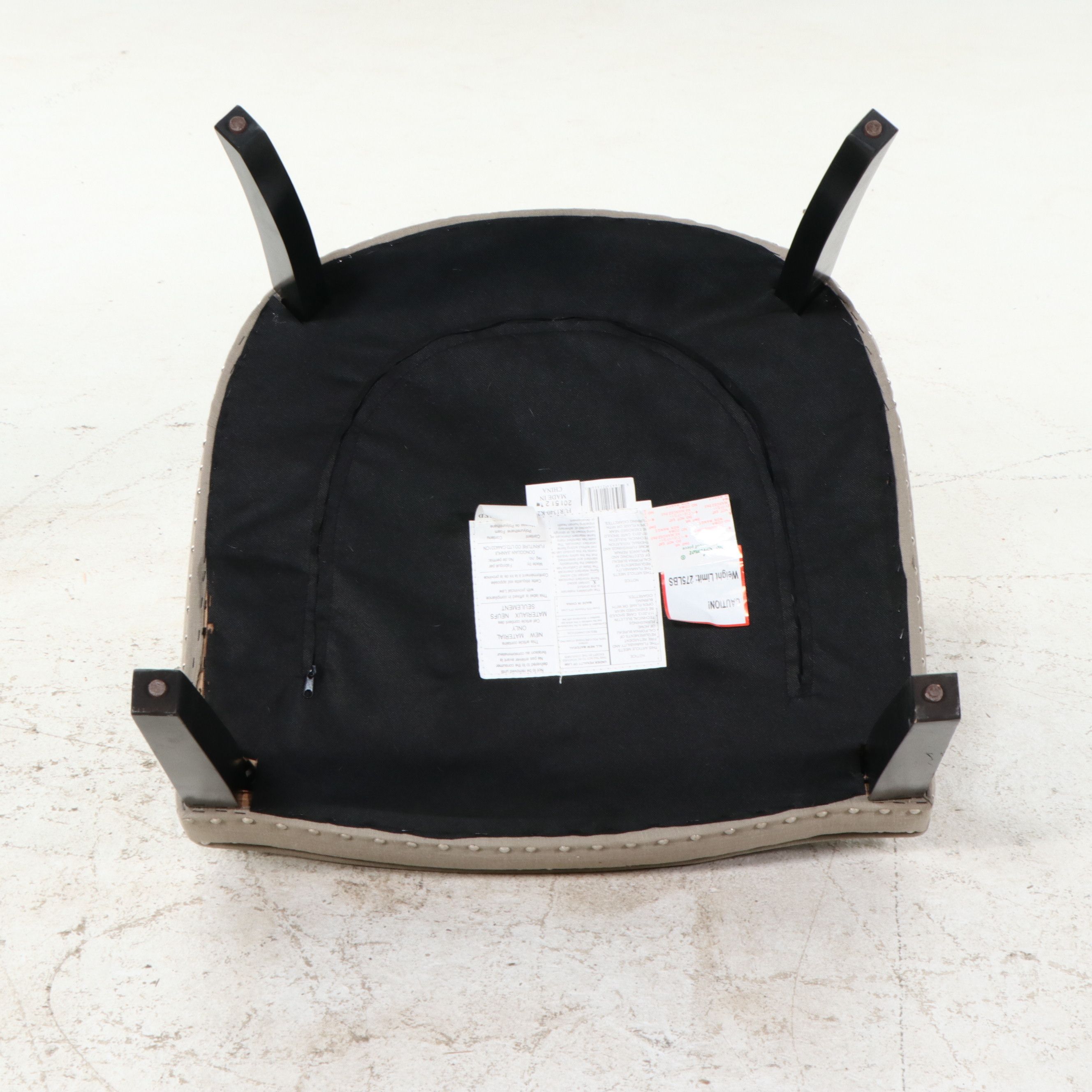 Pair of Transitional Gray Tufted Accent Chairs with Nailhead Trim, 2015