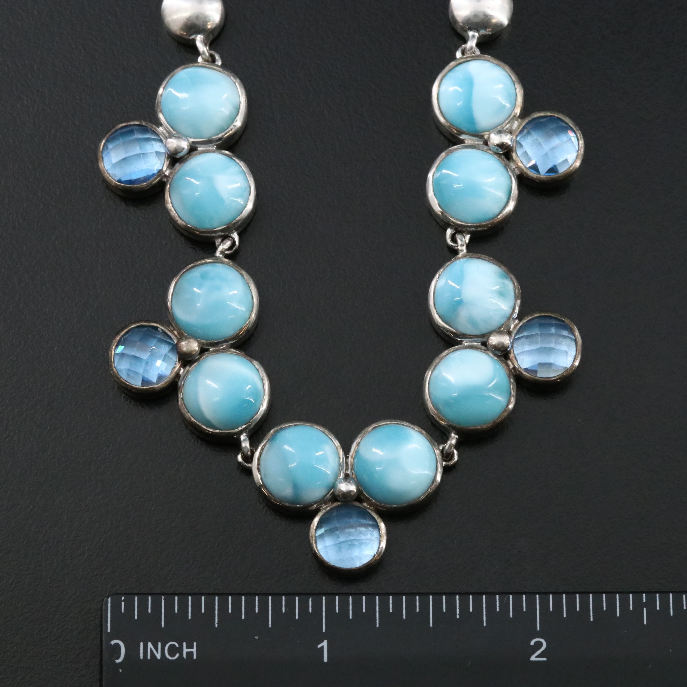 Marahlago Sterling Larimar and Topaz Necklace