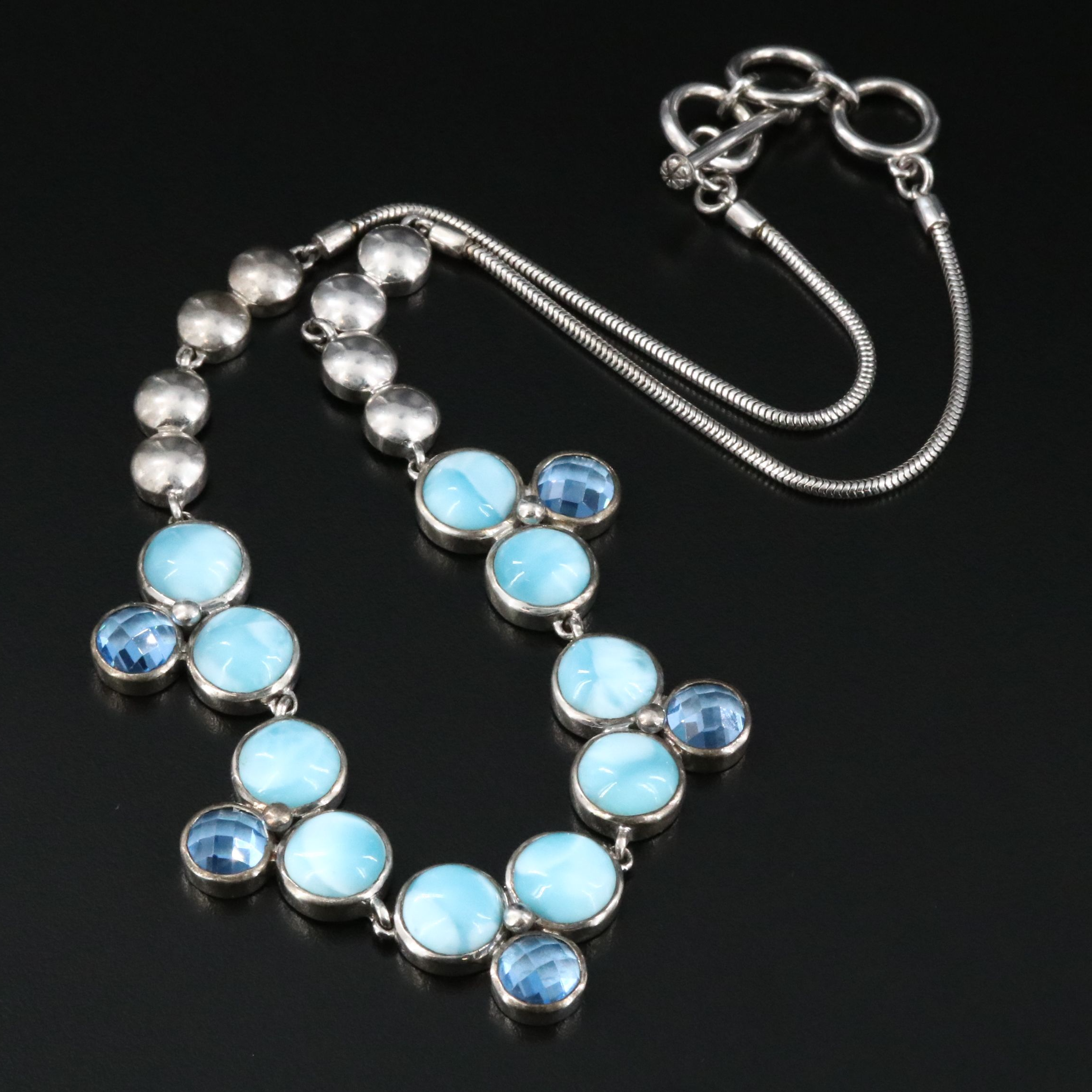 Marahlago Sterling Larimar and Topaz Necklace