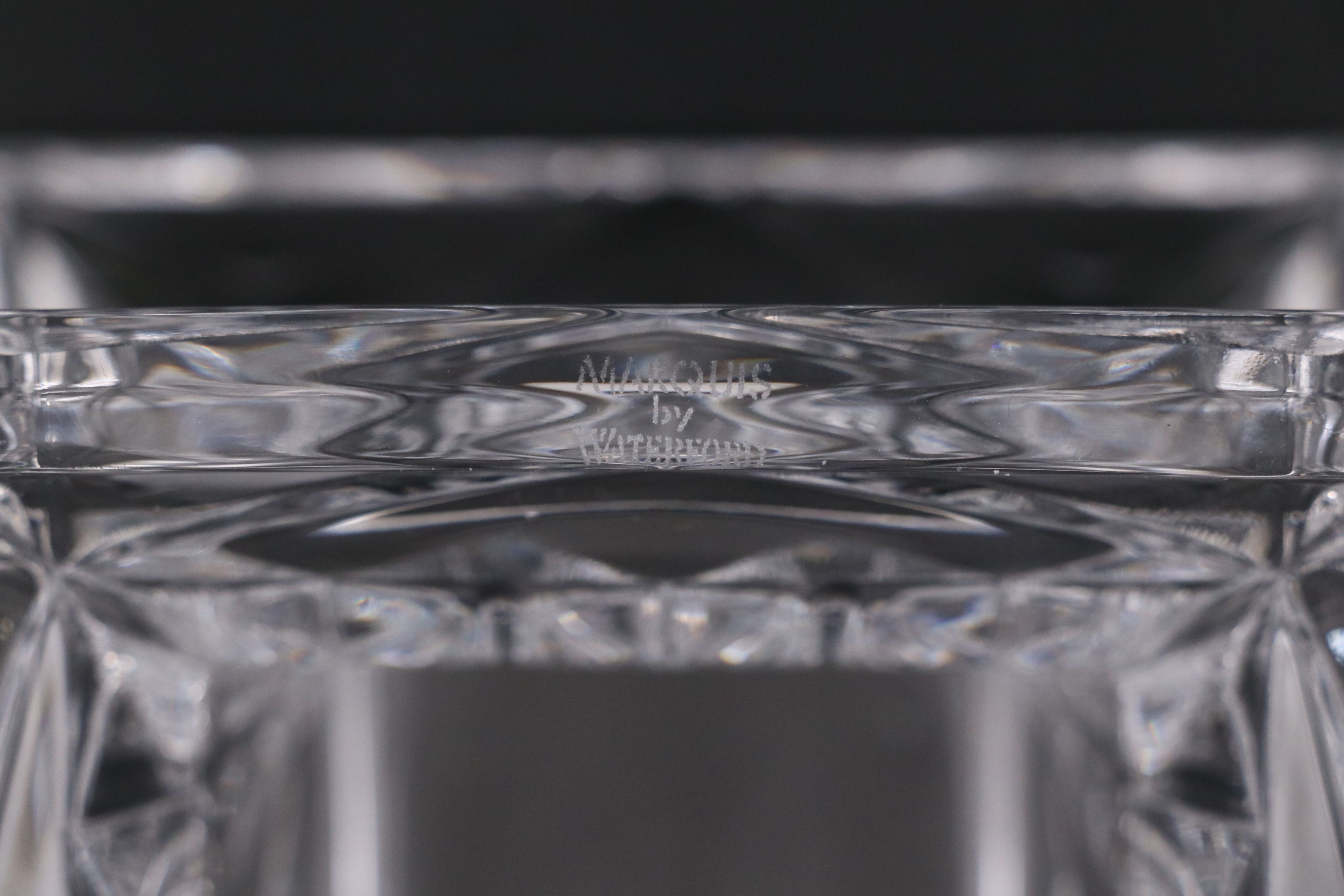 Columbia Diamond Point Telephone with Waterford Candlesticks and More Glassware