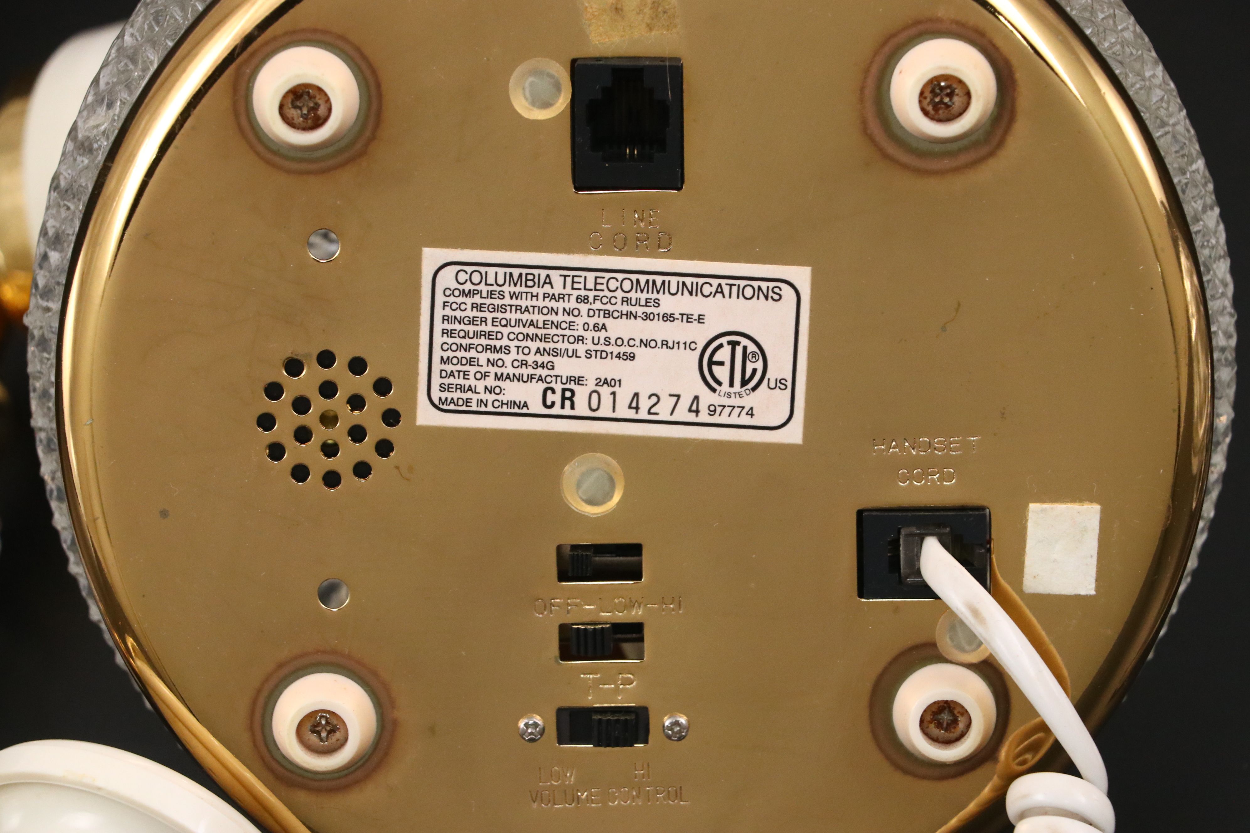 Columbia Diamond Point Telephone with Waterford Candlesticks and More Glassware