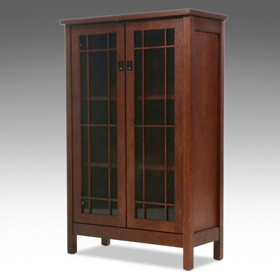 Crate & Barrel "Morris" Oak Glass-Door Bookcase, 2011
