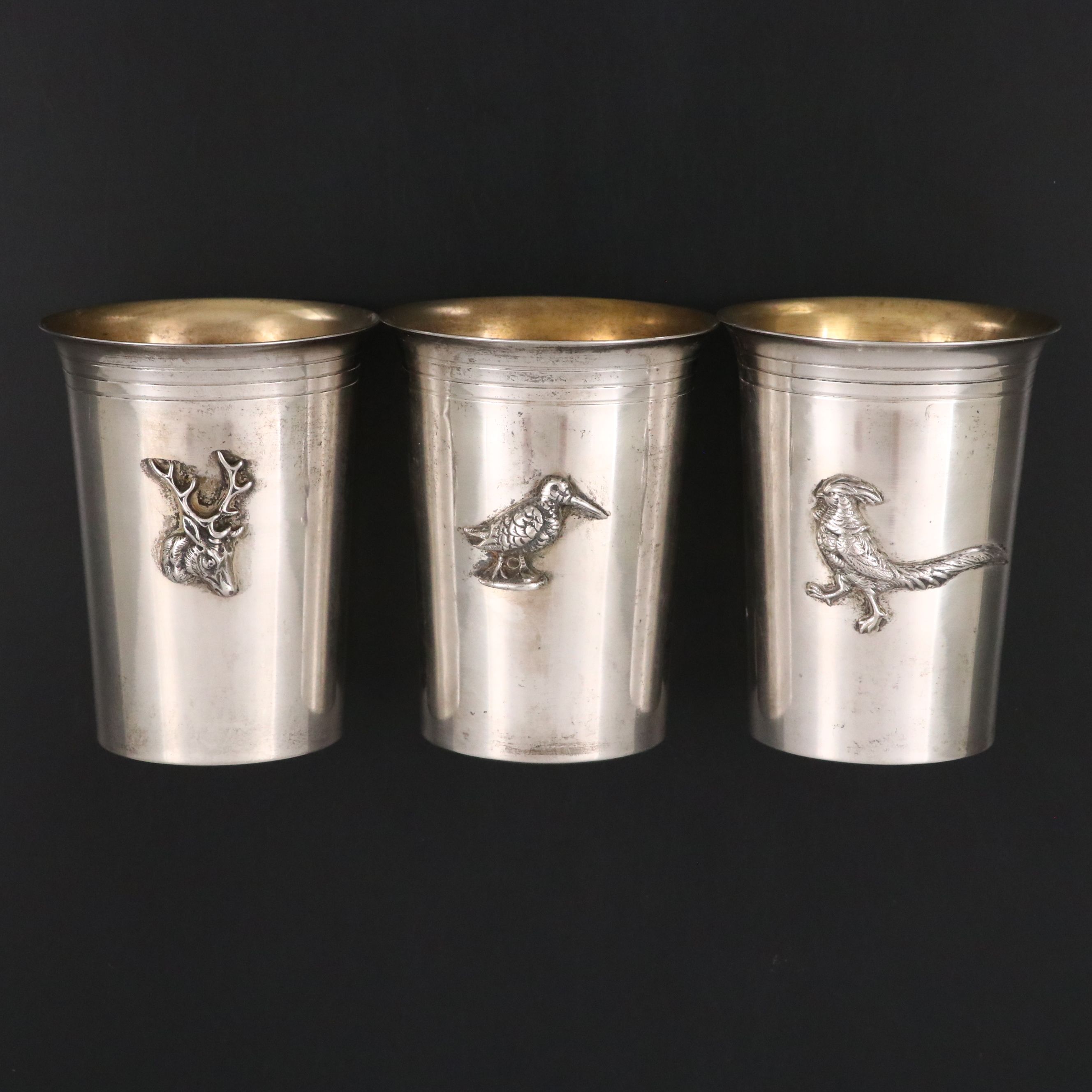 Gucci 800 Silver Wildlife Julep Cups, Late 20th Century
