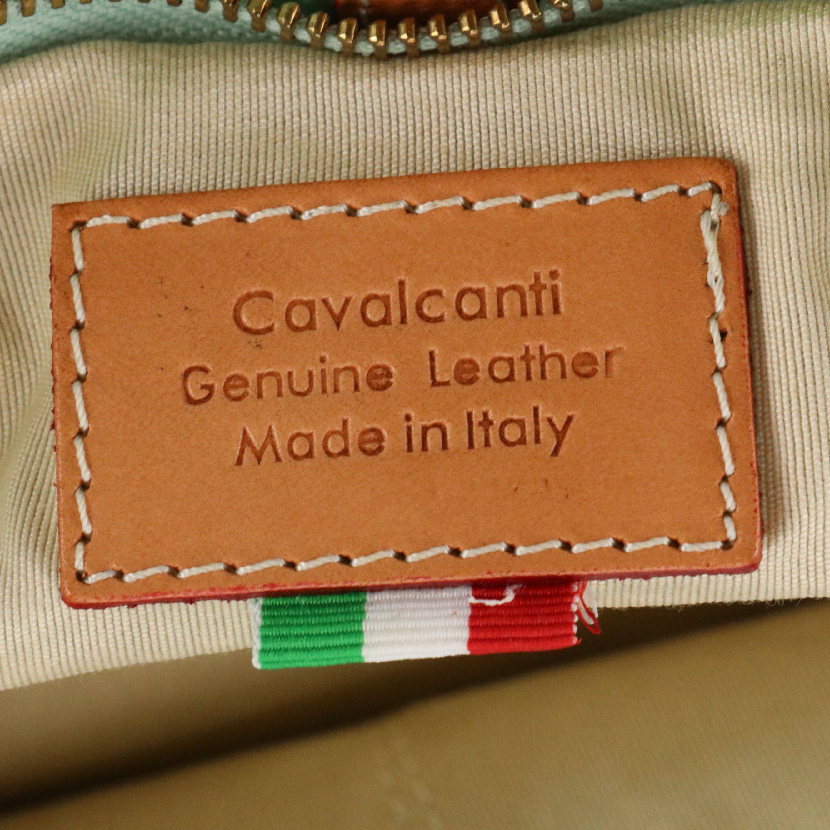 Cavalcanti Two-Way Tote Bag in Light Green Patent Leather and Tan Calfskin Trim