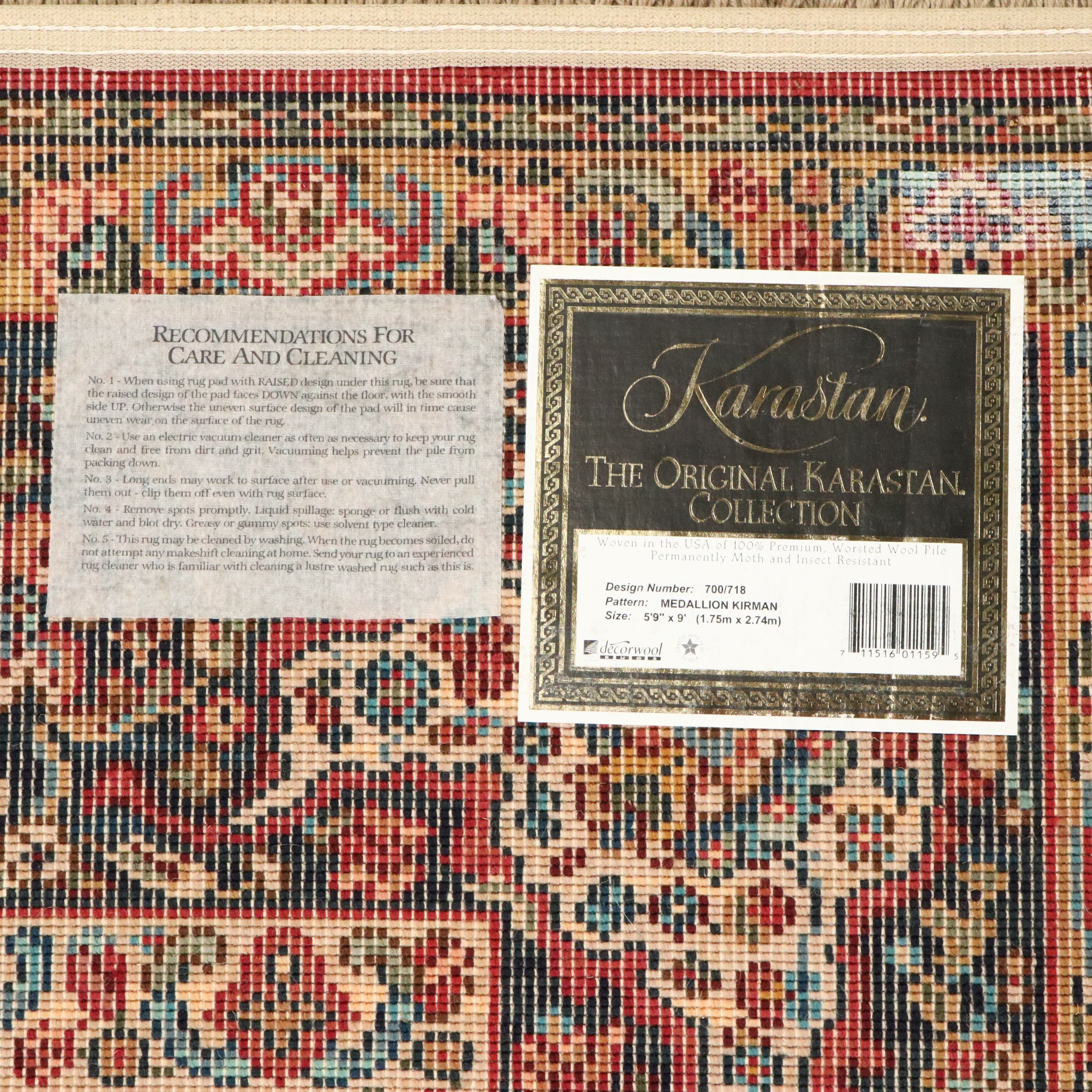 5'9 x 9'10 Power Loomed Karastan "Medallion Kirman" Area Rug