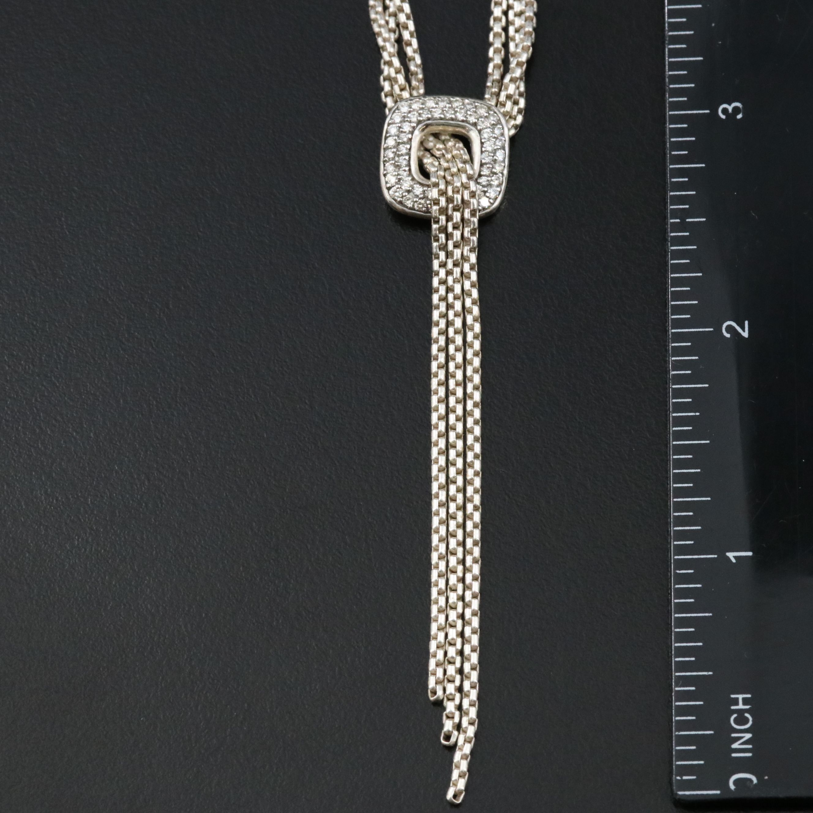 David Yurman Sterling and 0.44 CTW Diamond DY Waterfall Lariat Necklace