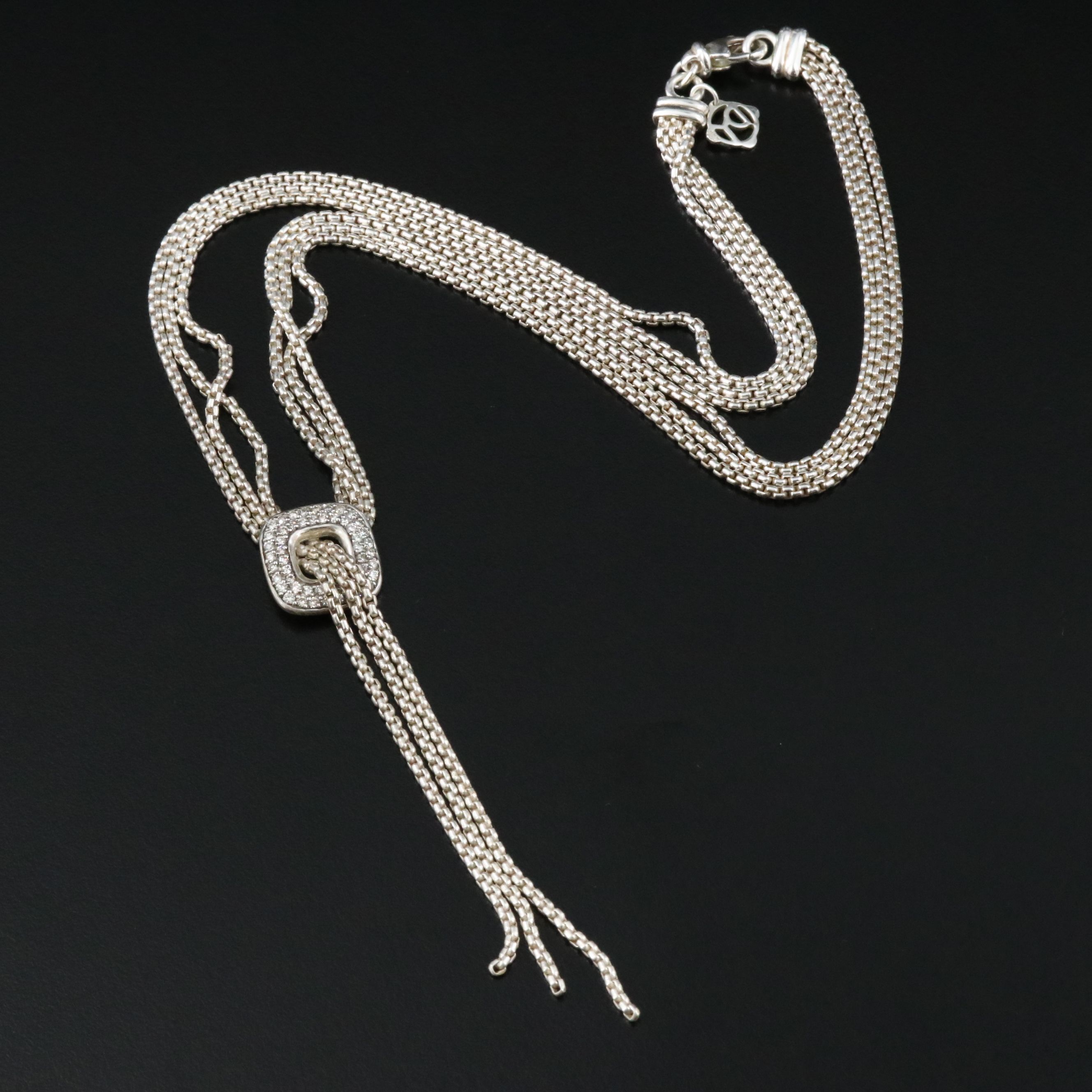 David Yurman Sterling and 0.44 CTW Diamond DY Waterfall Lariat Necklace