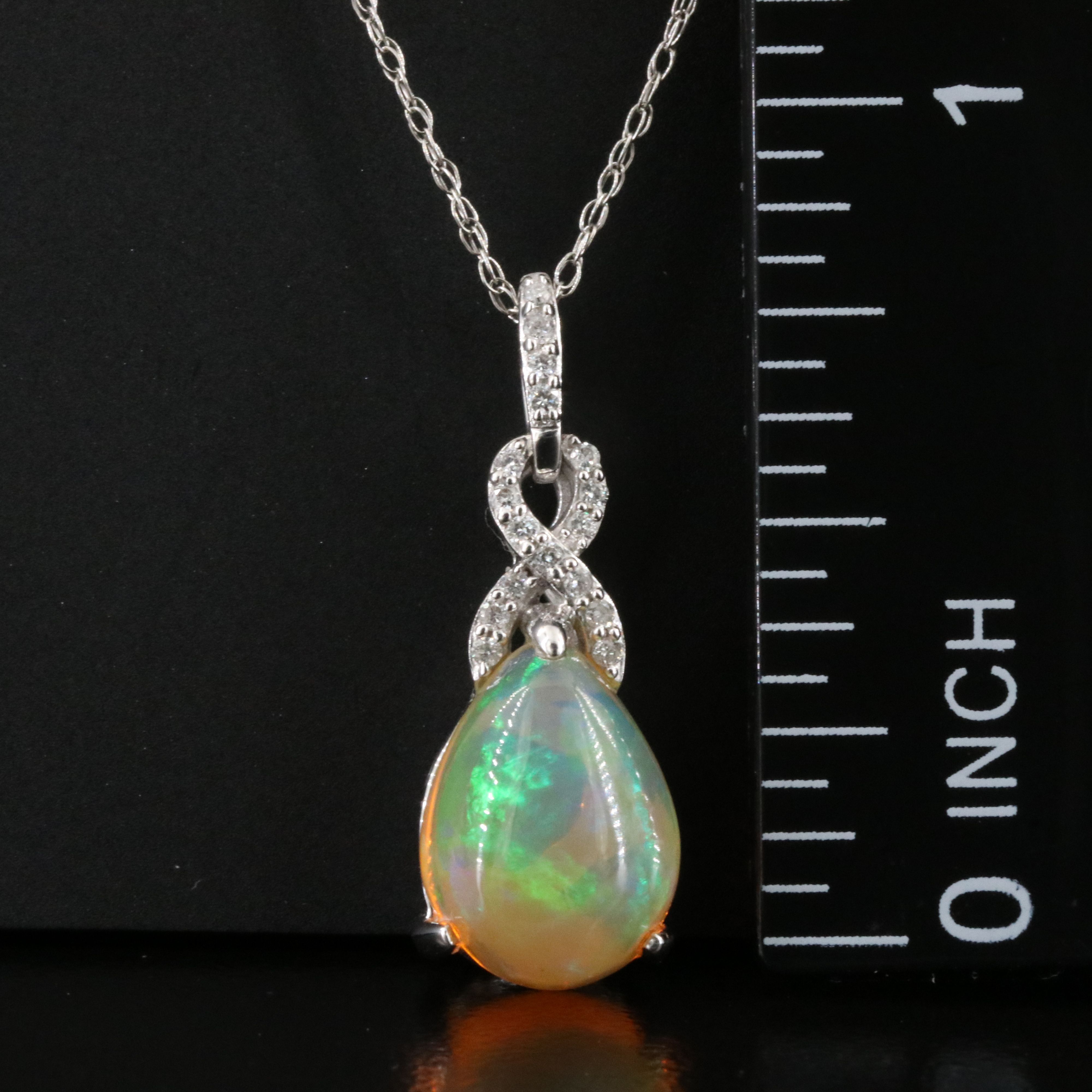 14K Opal and Diamond Pendant Necklace