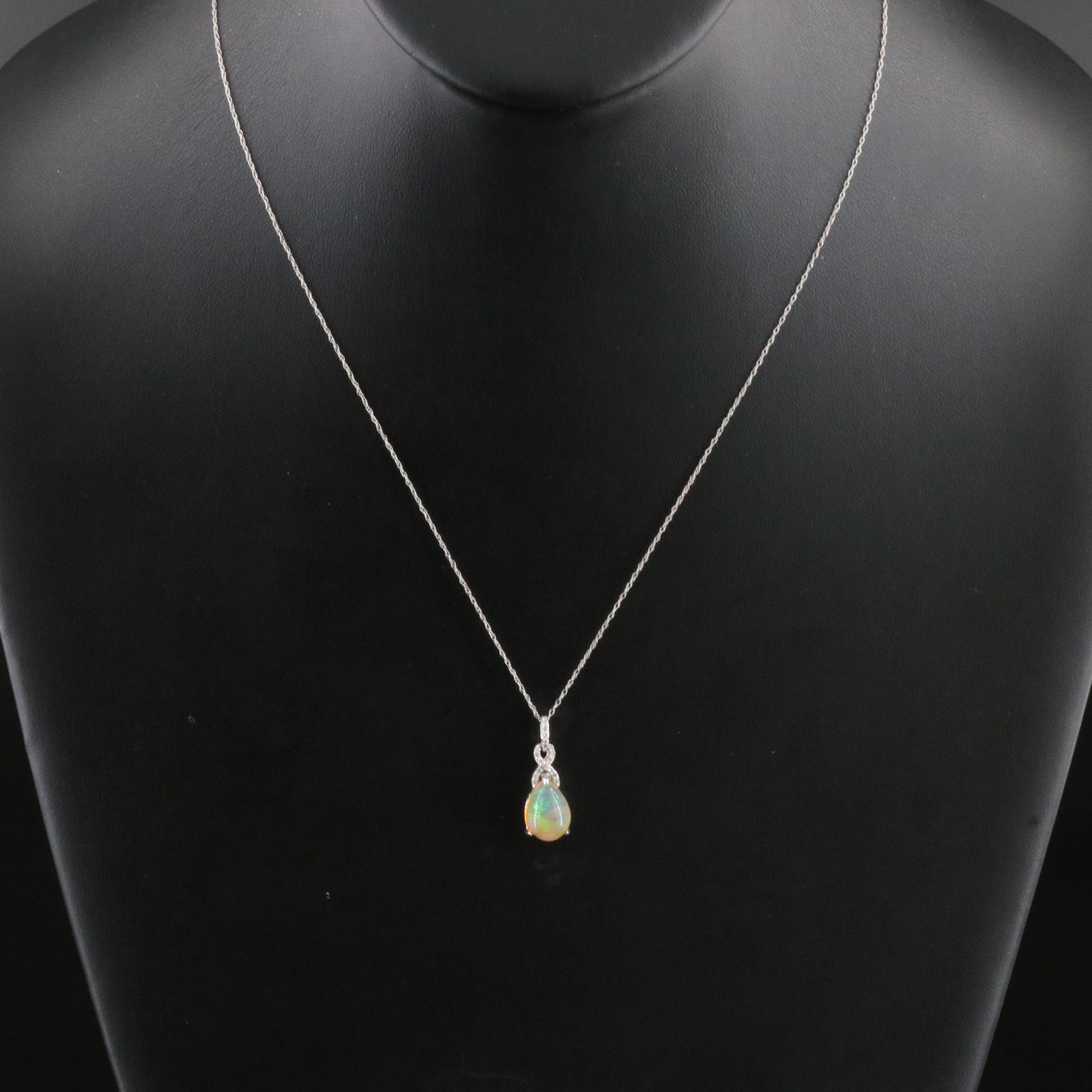 14K Opal and Diamond Pendant Necklace