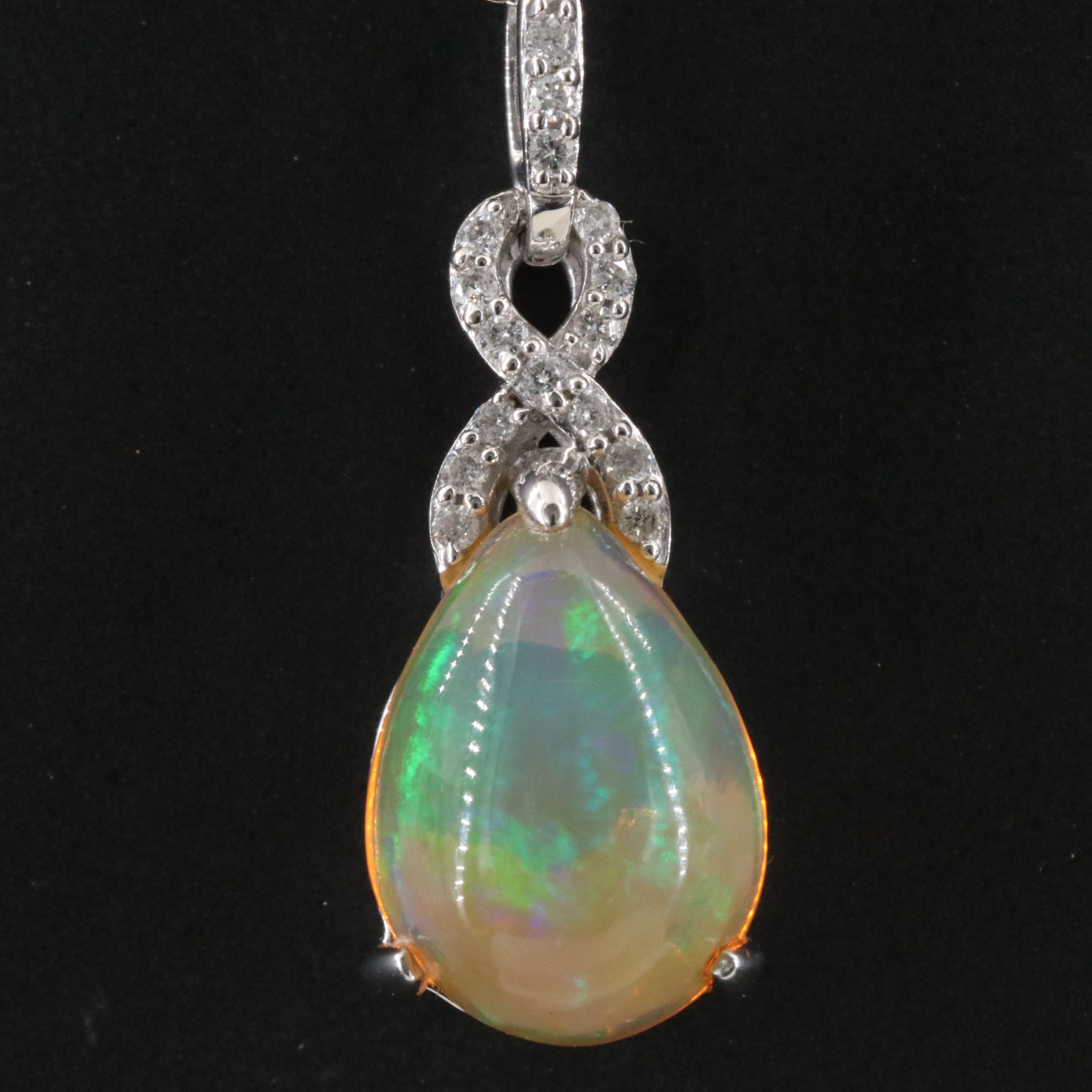 14K Opal and Diamond Pendant Necklace