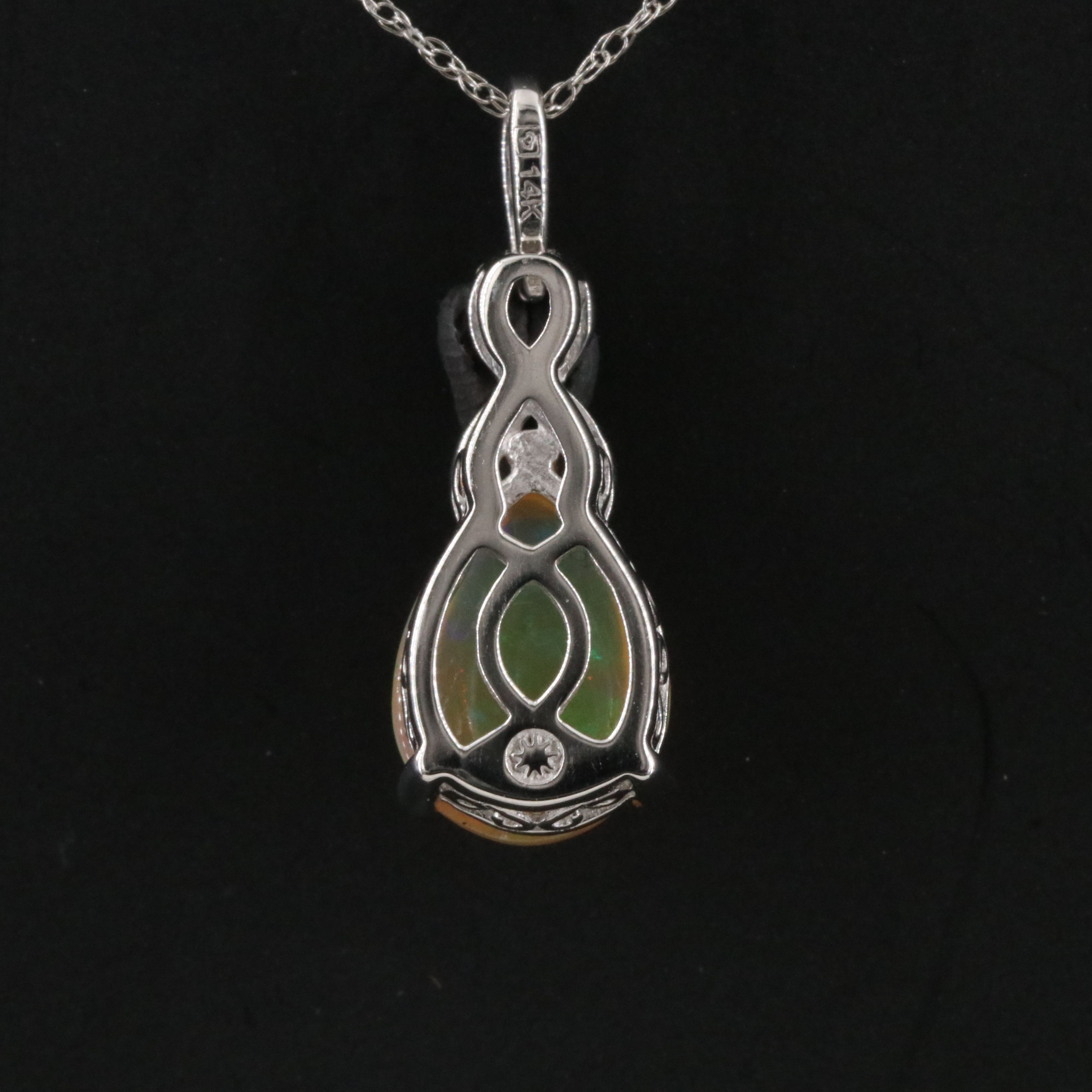 14K Opal and Diamond Pendant Necklace