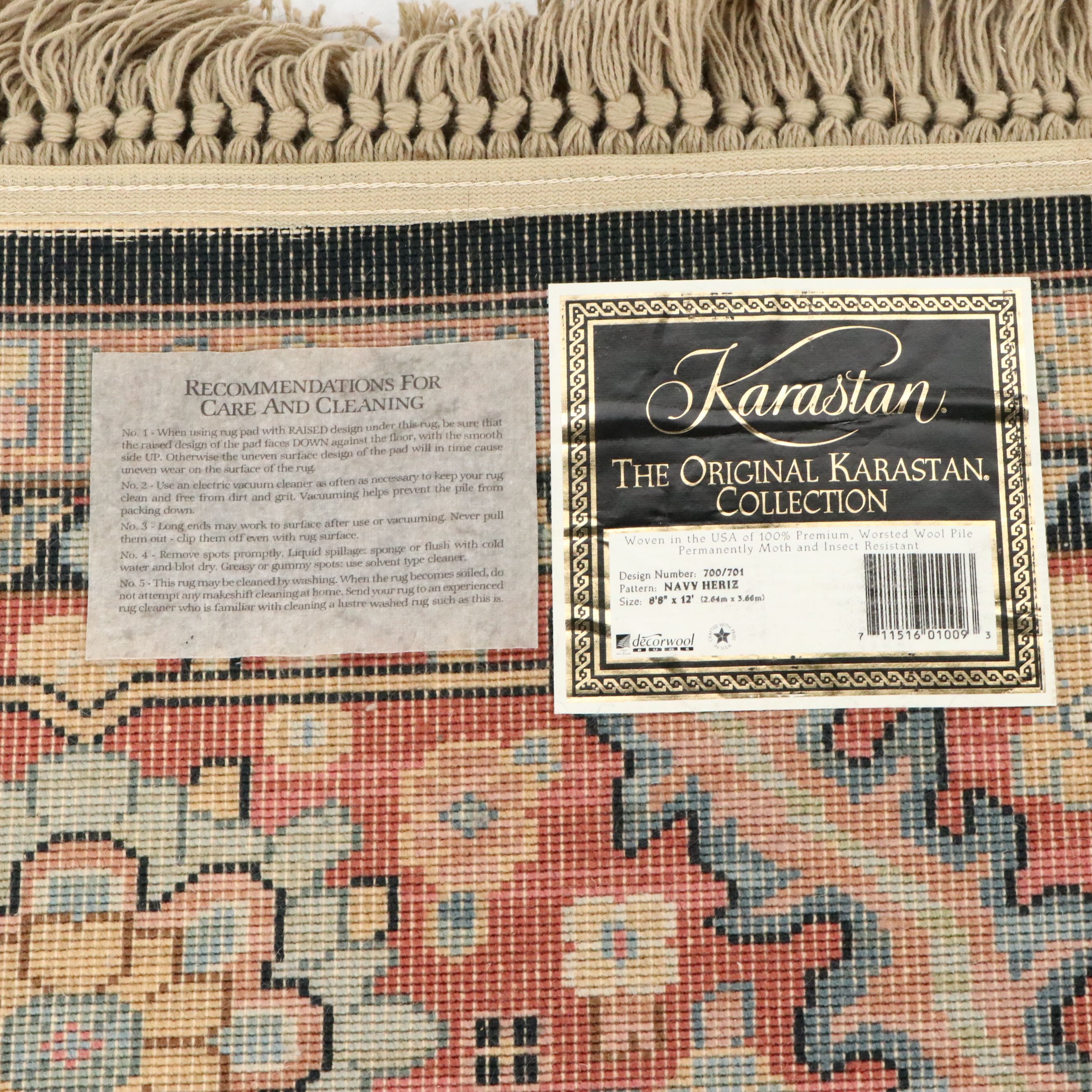 8'8 x 12'9 Power Loomed Karastan Navy Heriz Room-Sized Rug