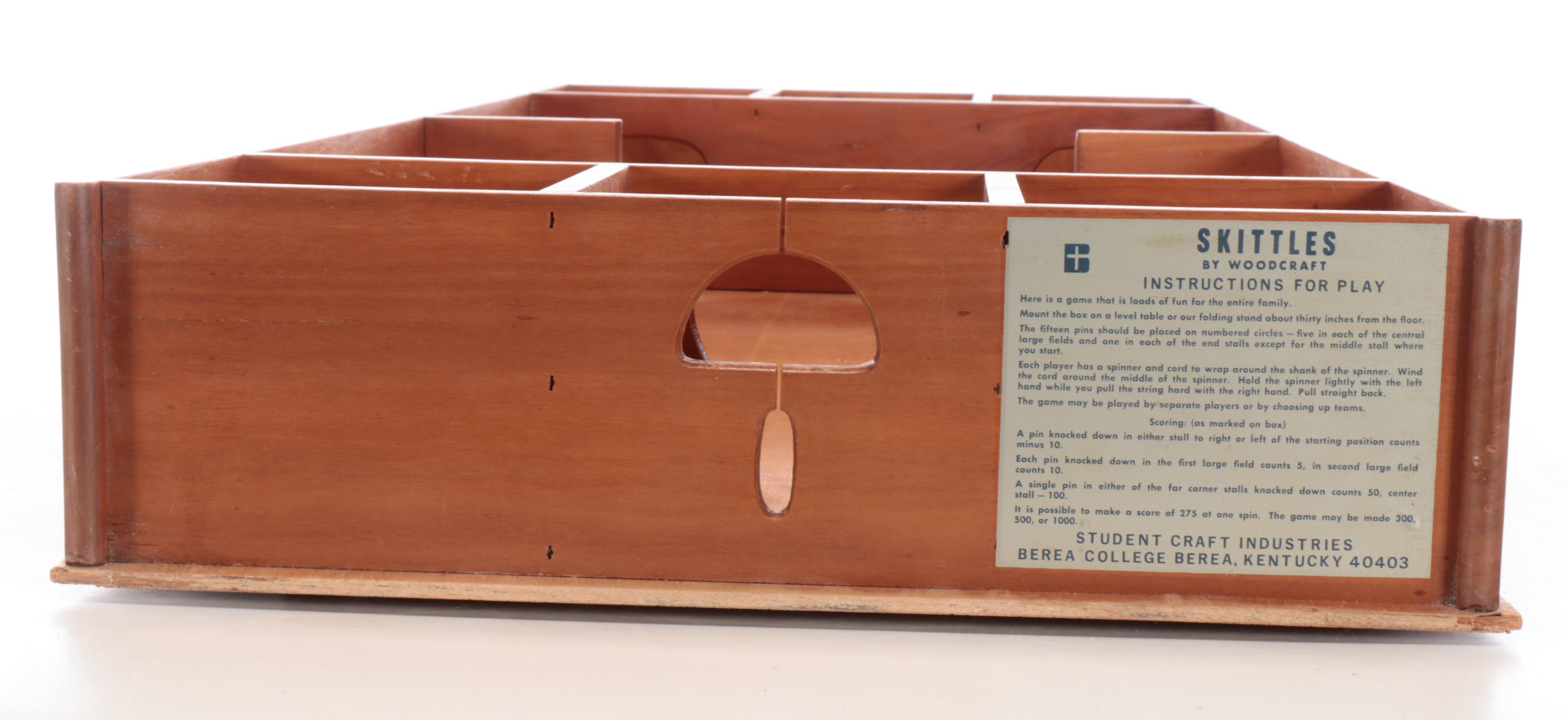 Berea College Student Craft "Skittles" Tabletop Bowling Style Wooden Gameboard