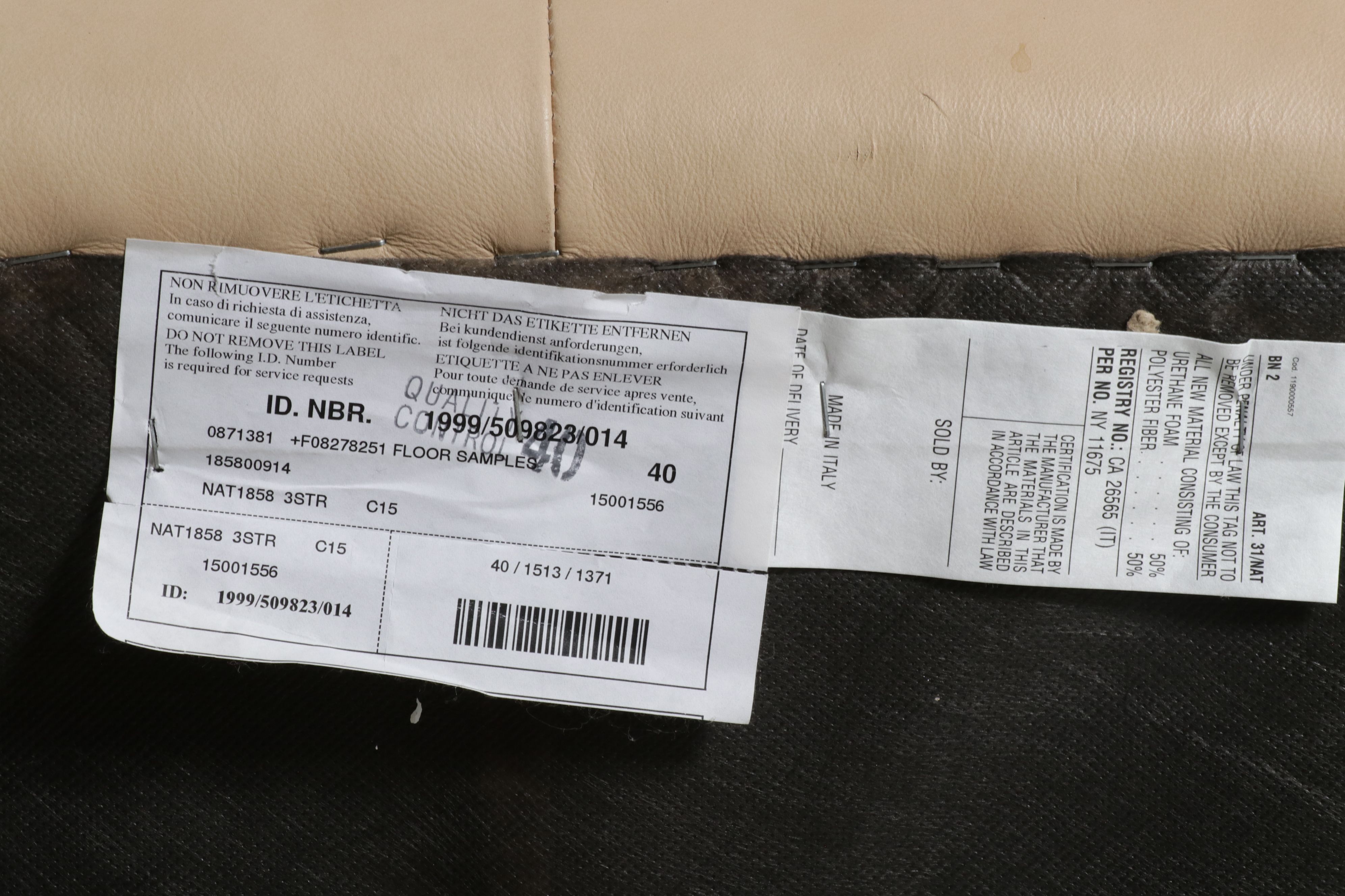 Natuzzi Leather Three-Seat Sofa, Late 20th Century