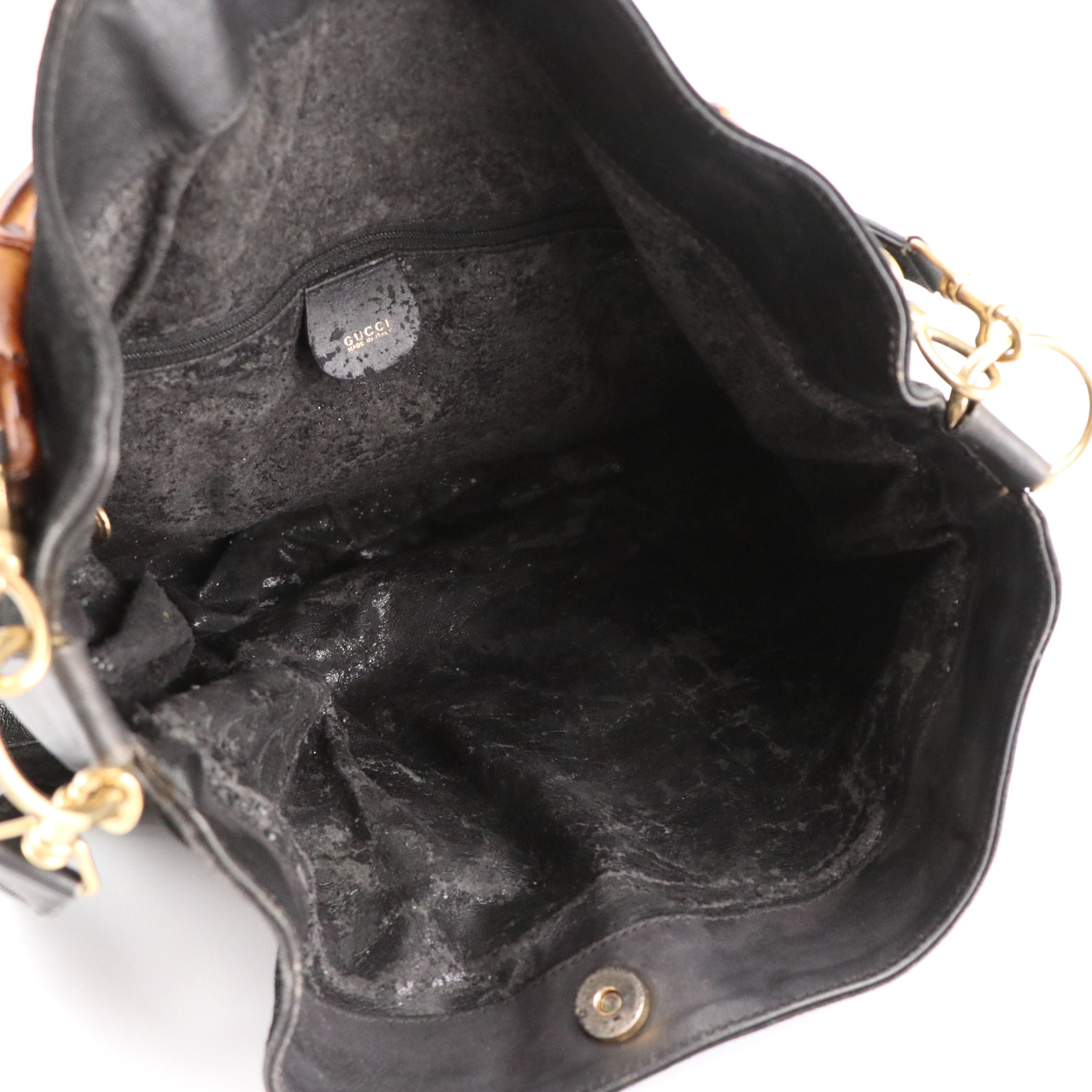 Gucci Bamboo Black Suede and Leather Two-Way Hobo Bag
