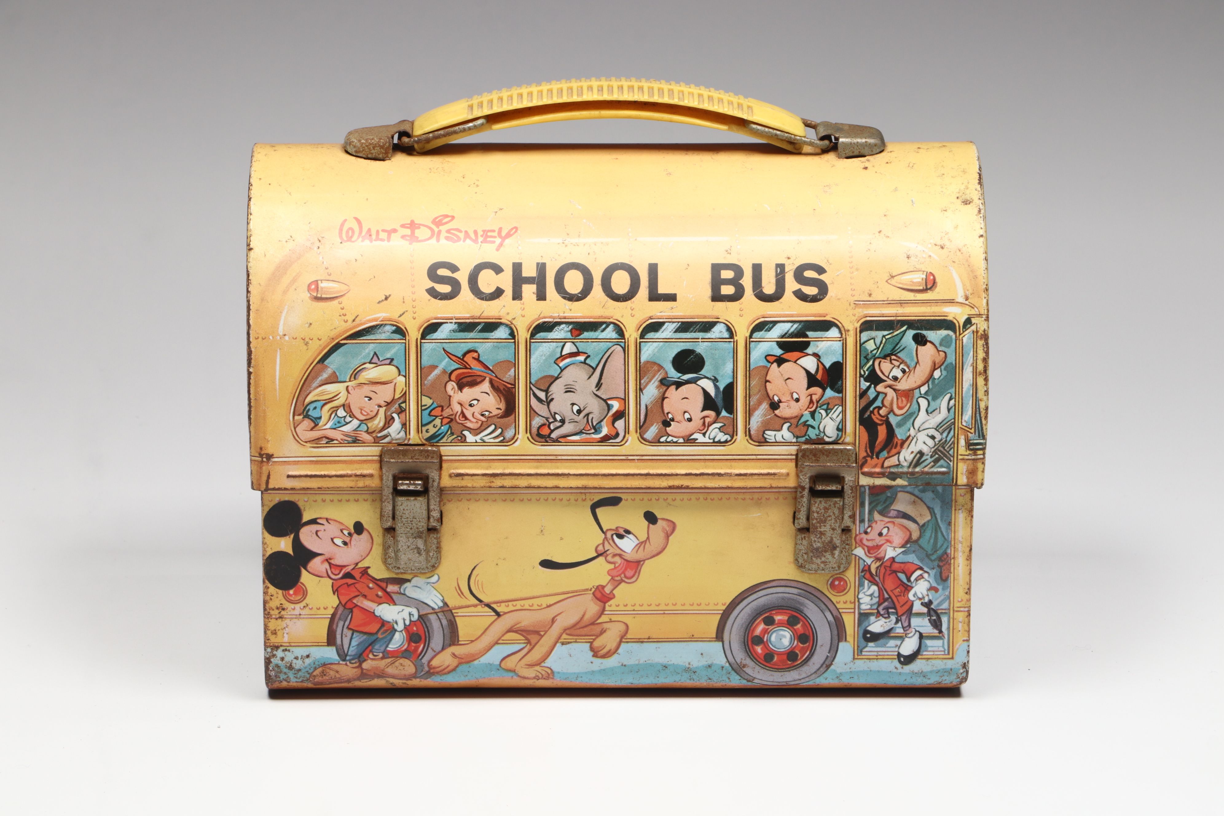 Walt Disney Metal Lunchbox with Brass Mickey Mouse Napkin Holder