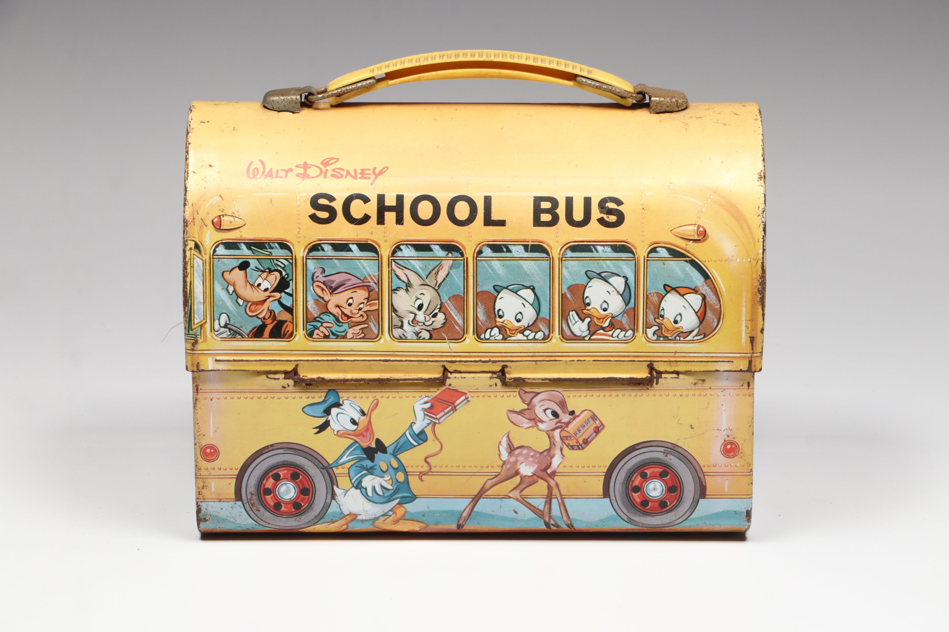 Walt Disney Metal Lunchbox with Brass Mickey Mouse Napkin Holder