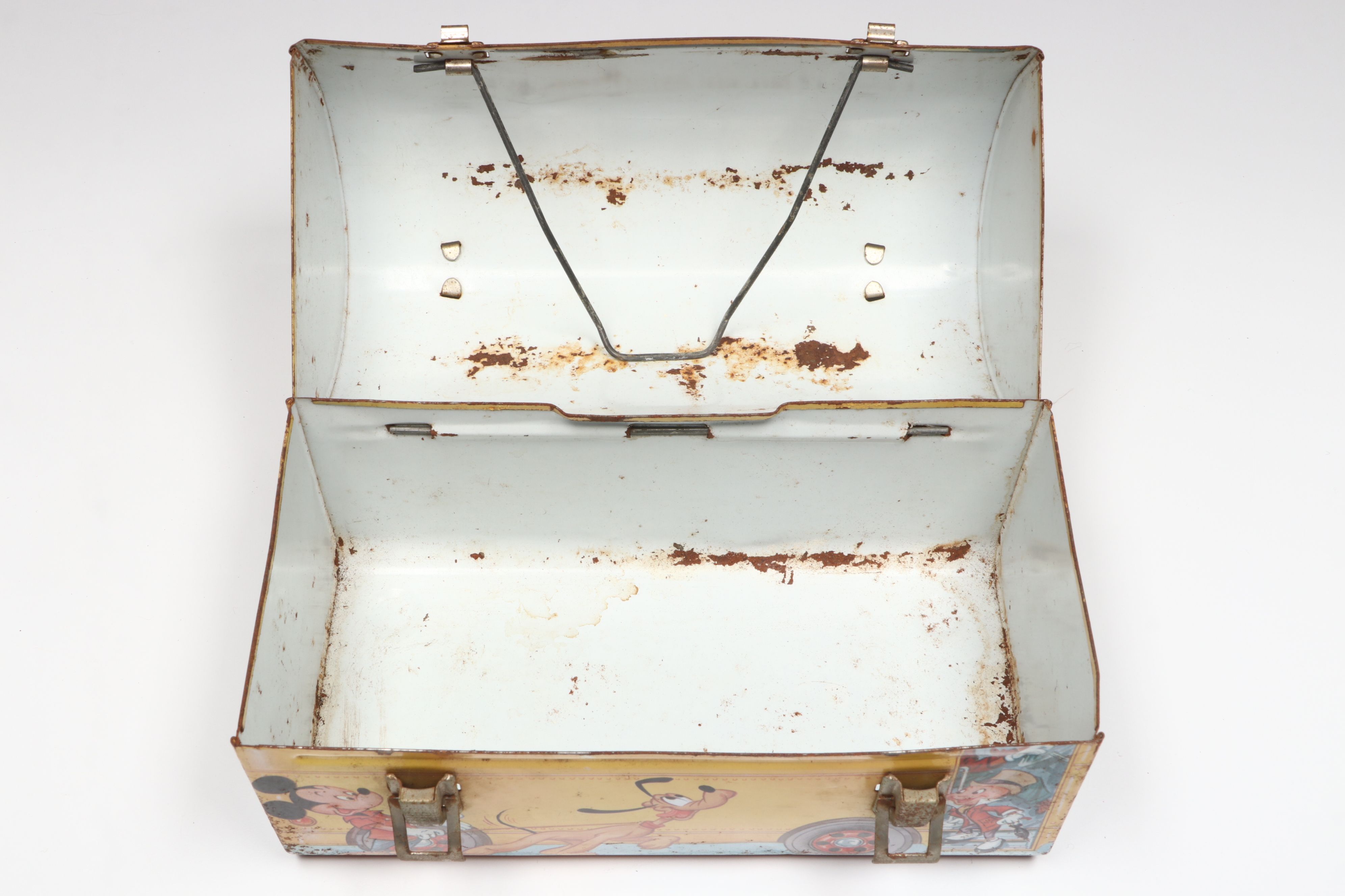 Walt Disney Metal Lunchbox with Brass Mickey Mouse Napkin Holder