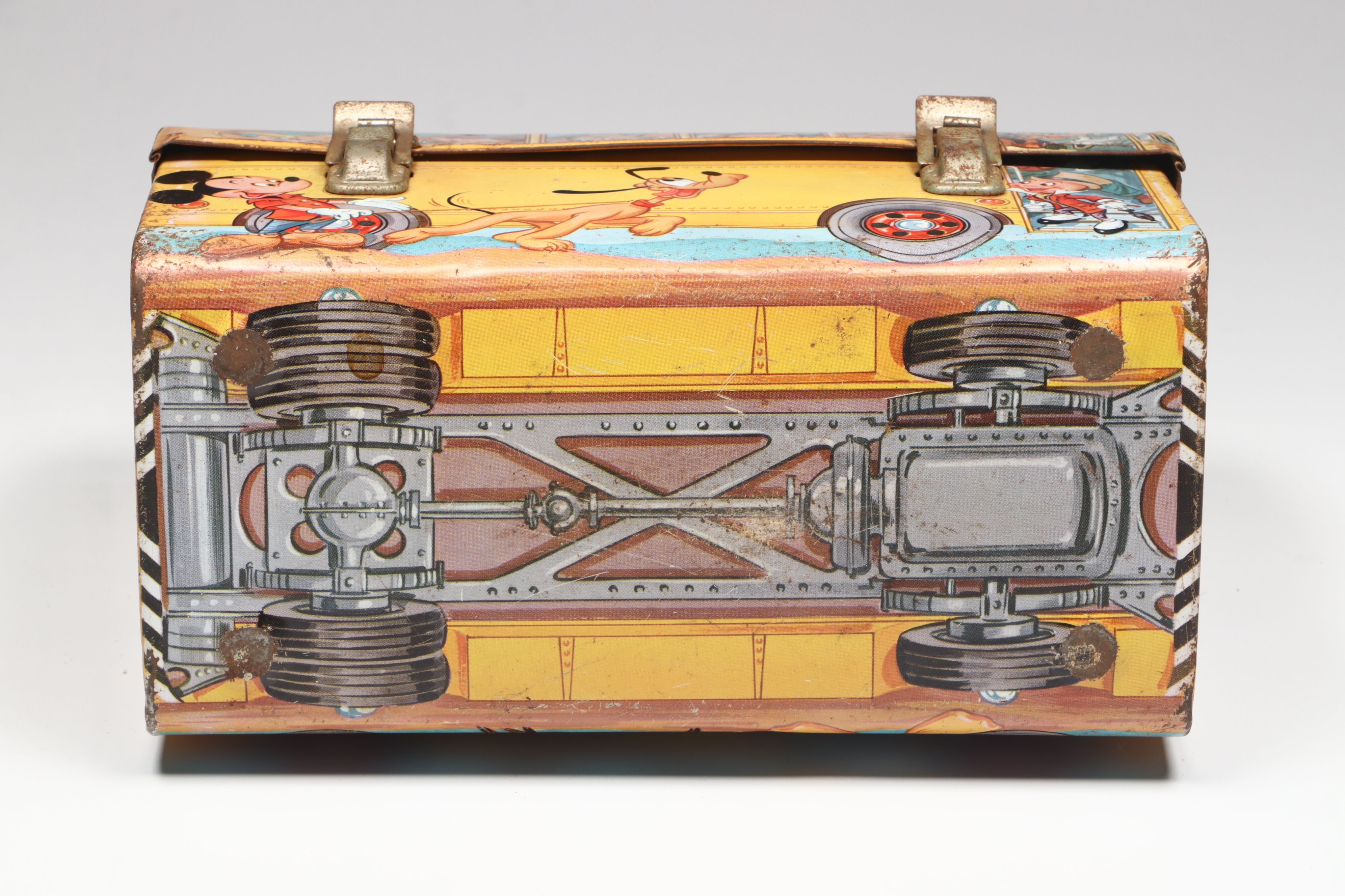 Walt Disney Metal Lunchbox with Brass Mickey Mouse Napkin Holder