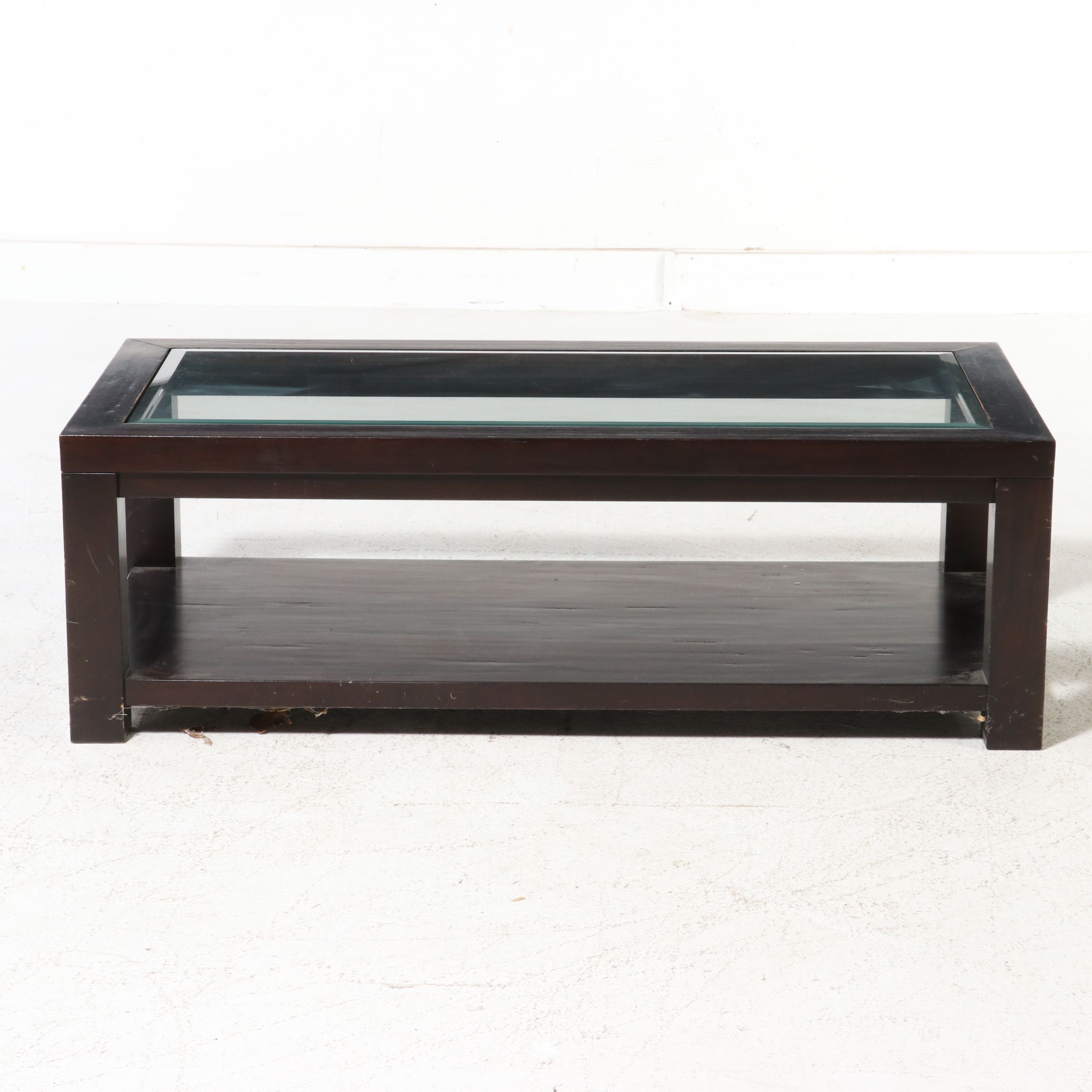 Contemporary Coffee Table with Inset Glass Top