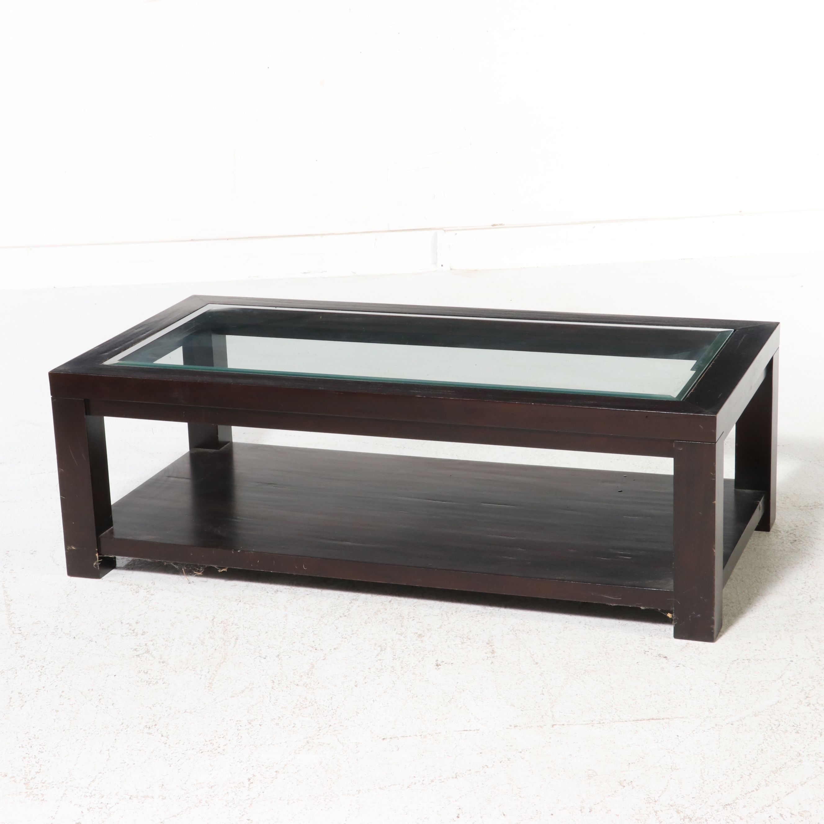 Contemporary Coffee Table with Inset Glass Top