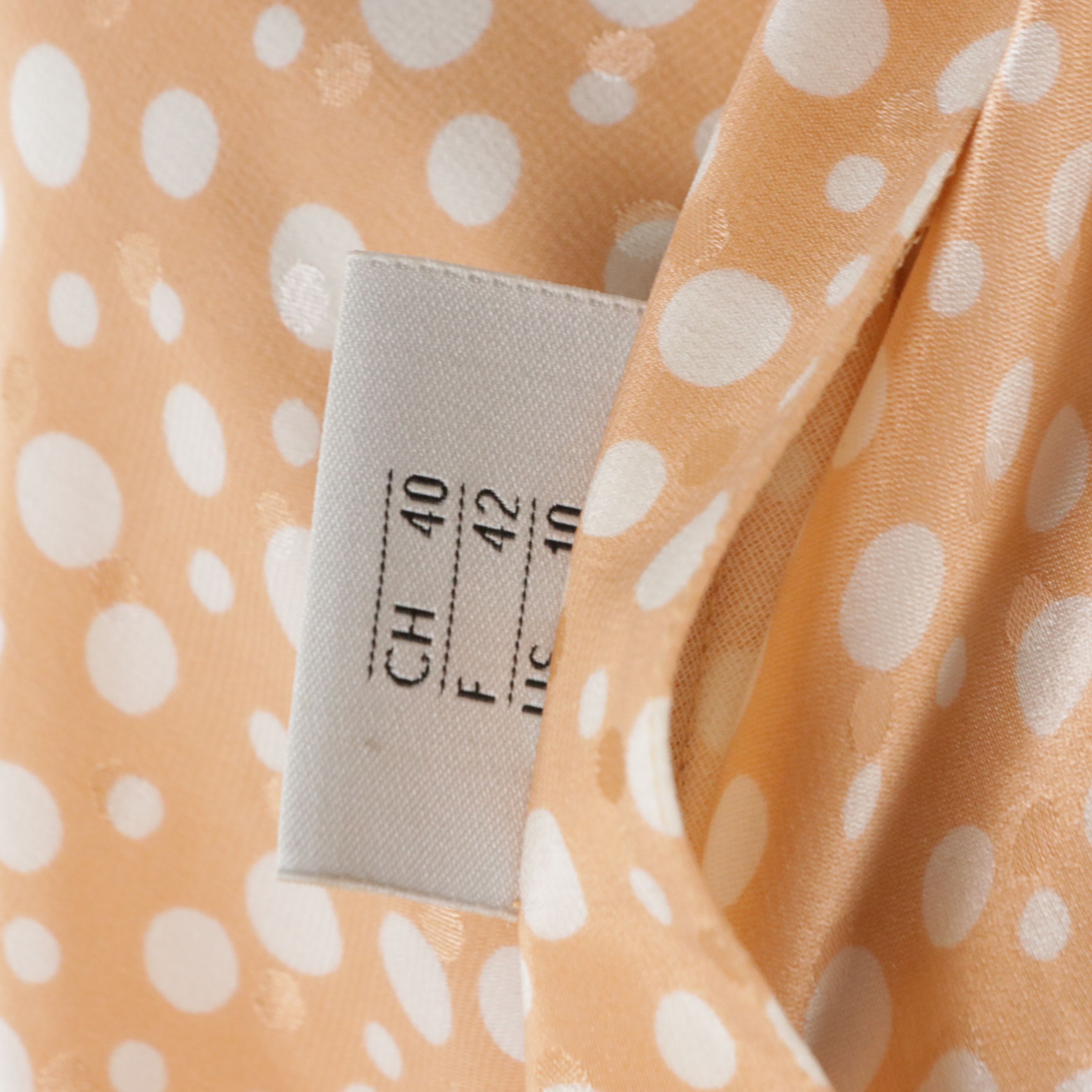 Arkis Peach Polka Dot Silk Blouse and Wool Button-Down Blazer With Scarf