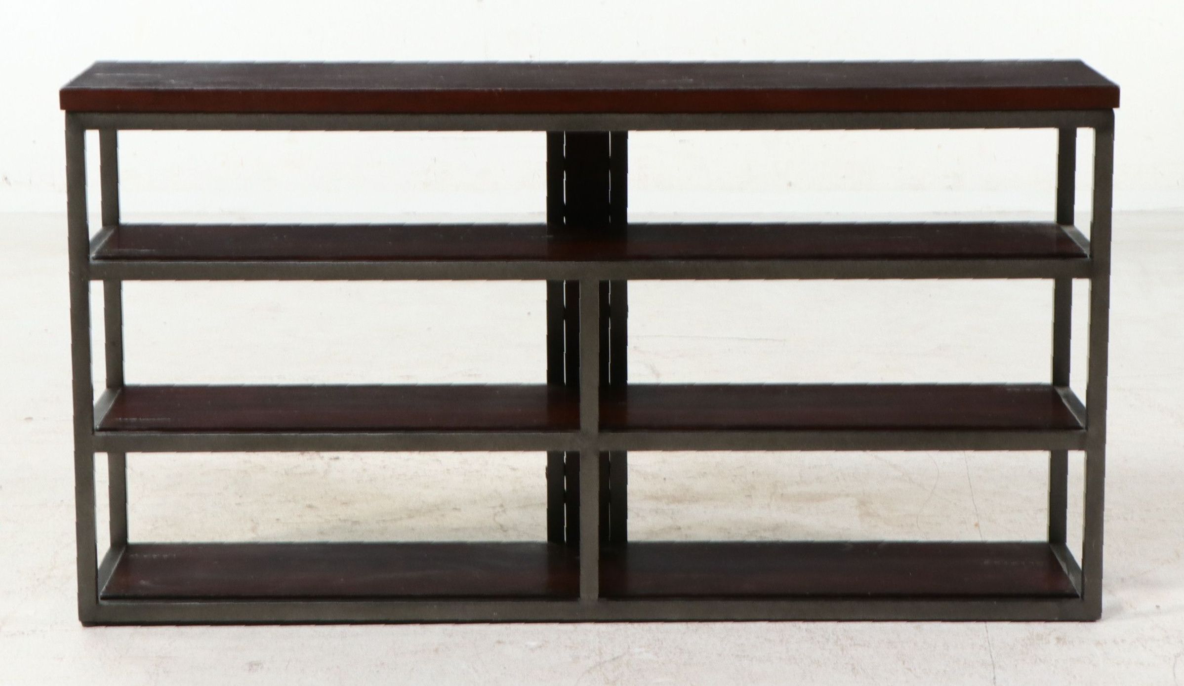 Industrial Modern Iron and Wood Open Shelving Unit, 21st Century