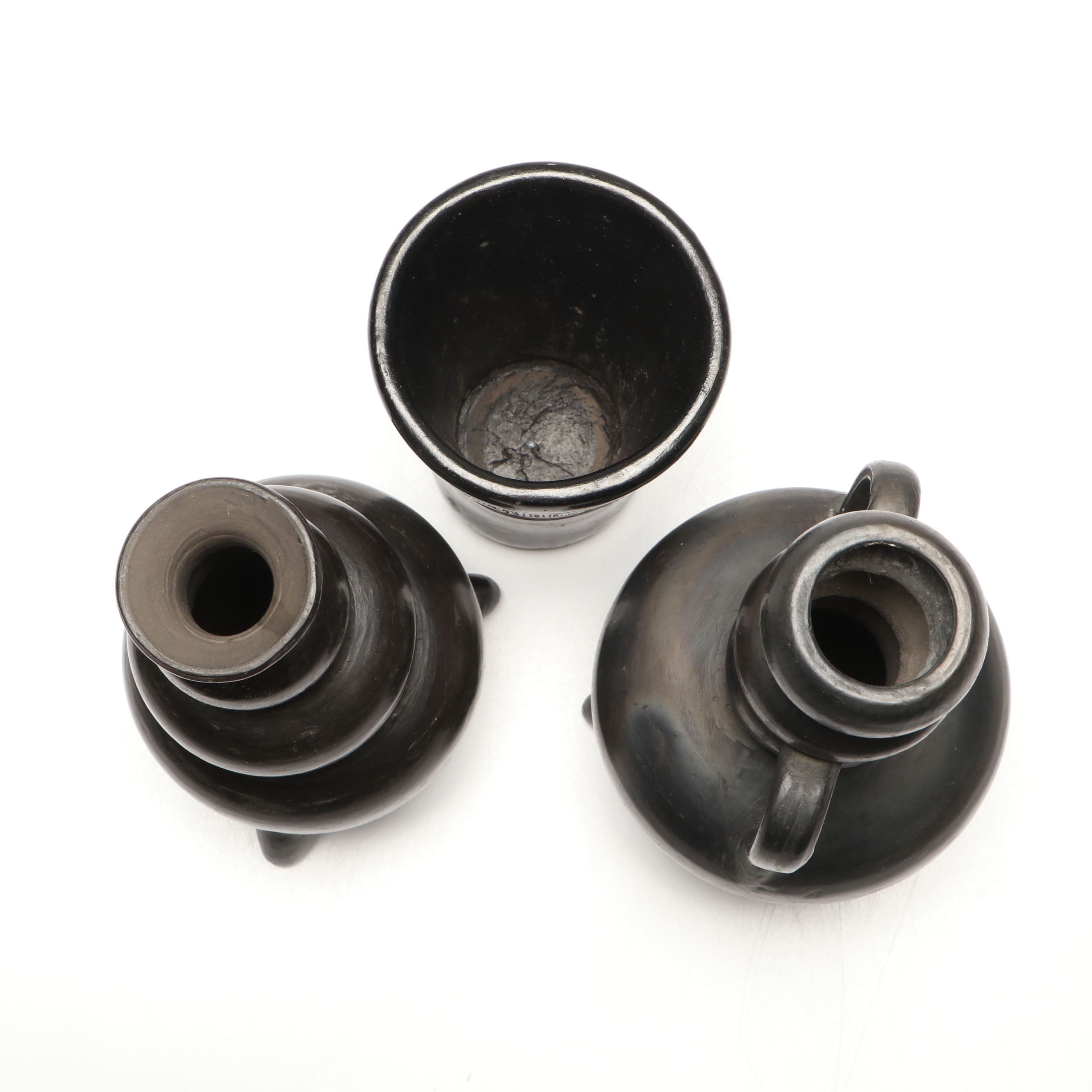 Mexican Mateos Signed with Lania Oaxacan Signed Blackware Vessels