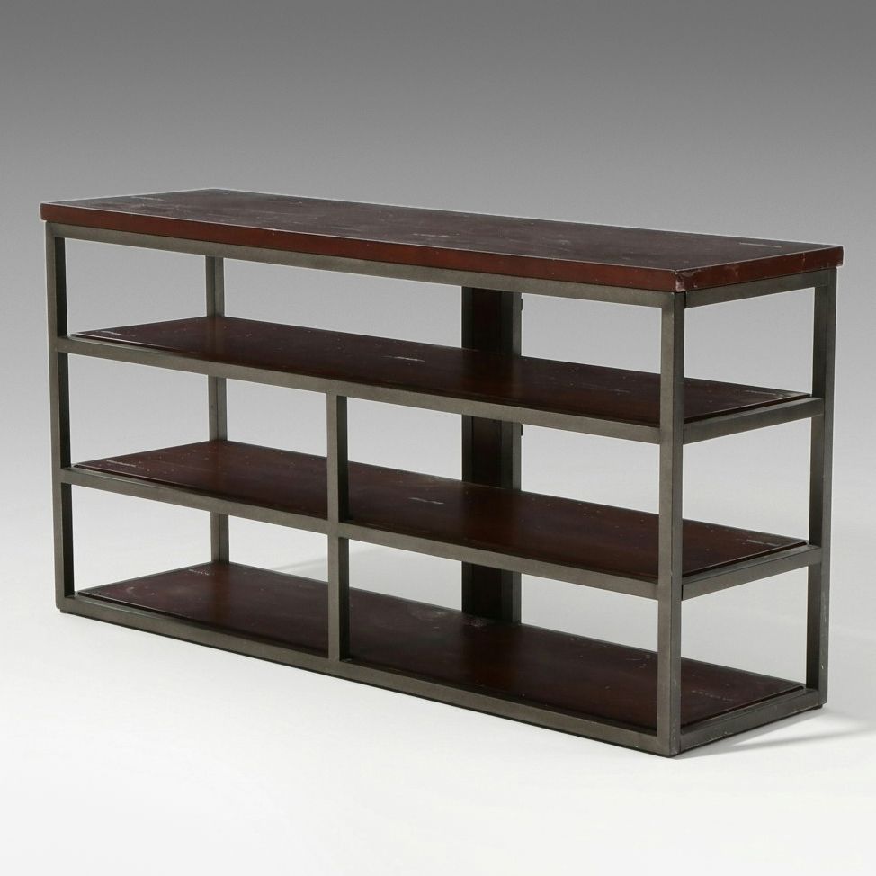 Industrial Modern Iron and Wood Open Shelving Unit, 21st Century