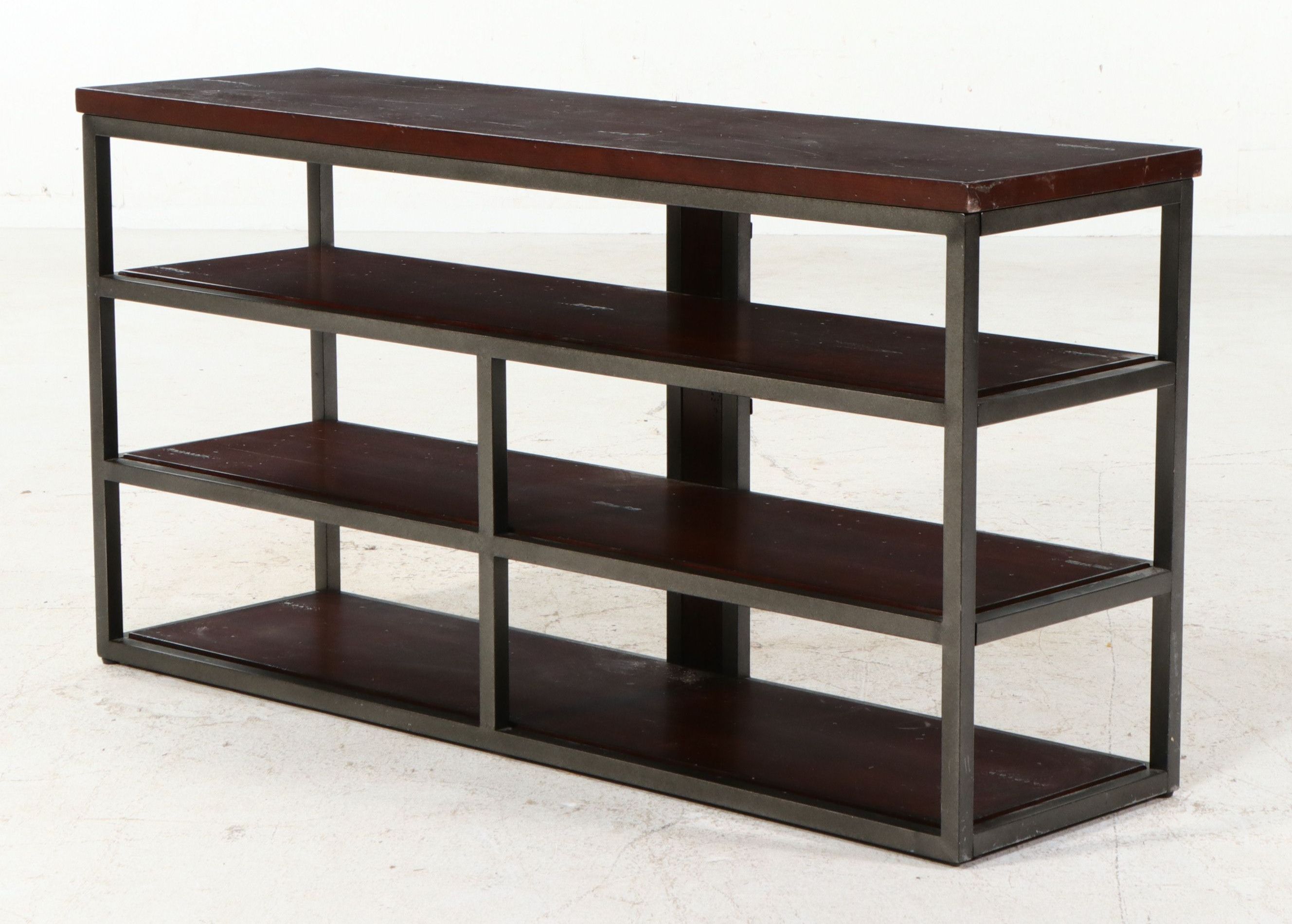 Industrial Modern Iron and Wood Open Shelving Unit, 21st Century