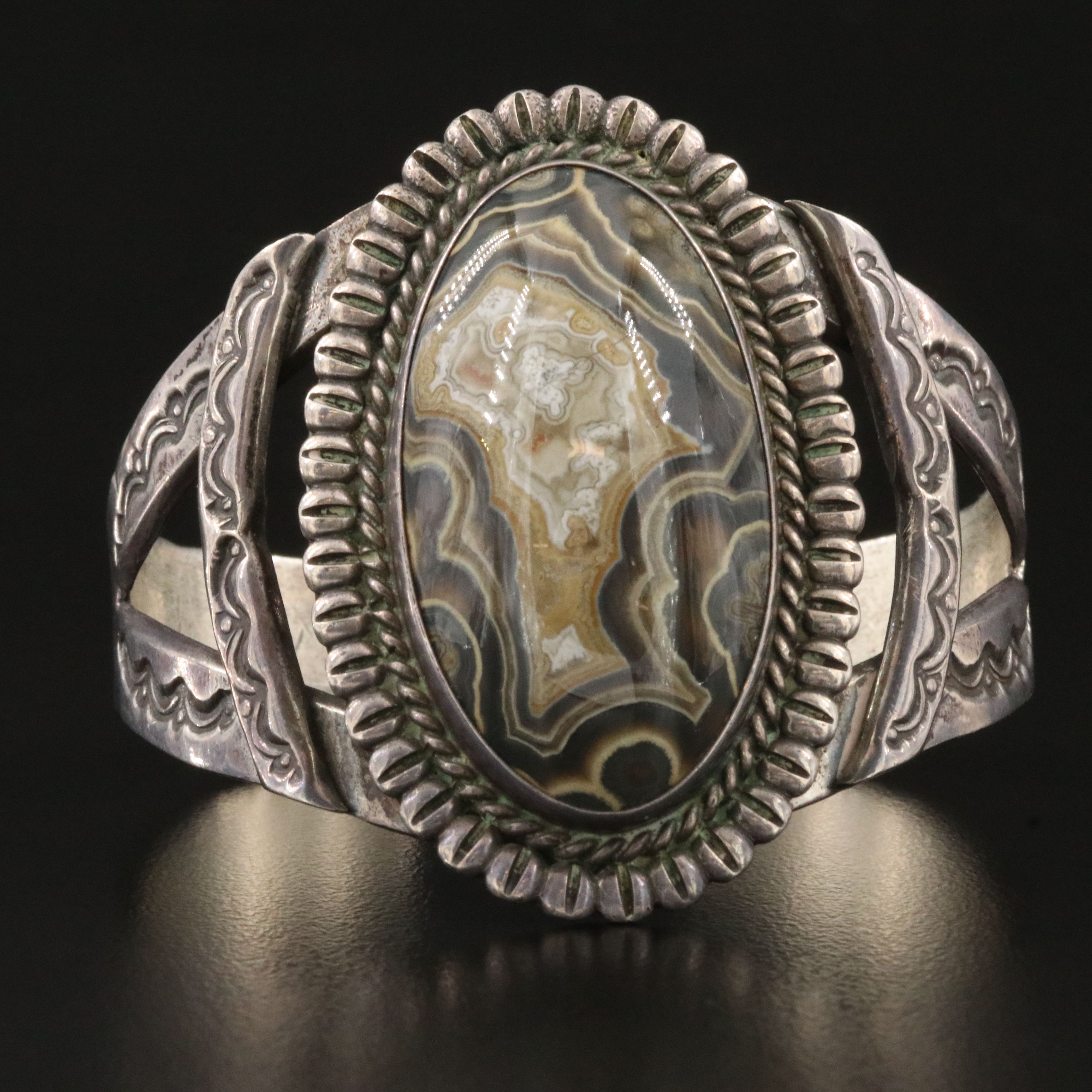 Southwestern Sterling Agate Cuff