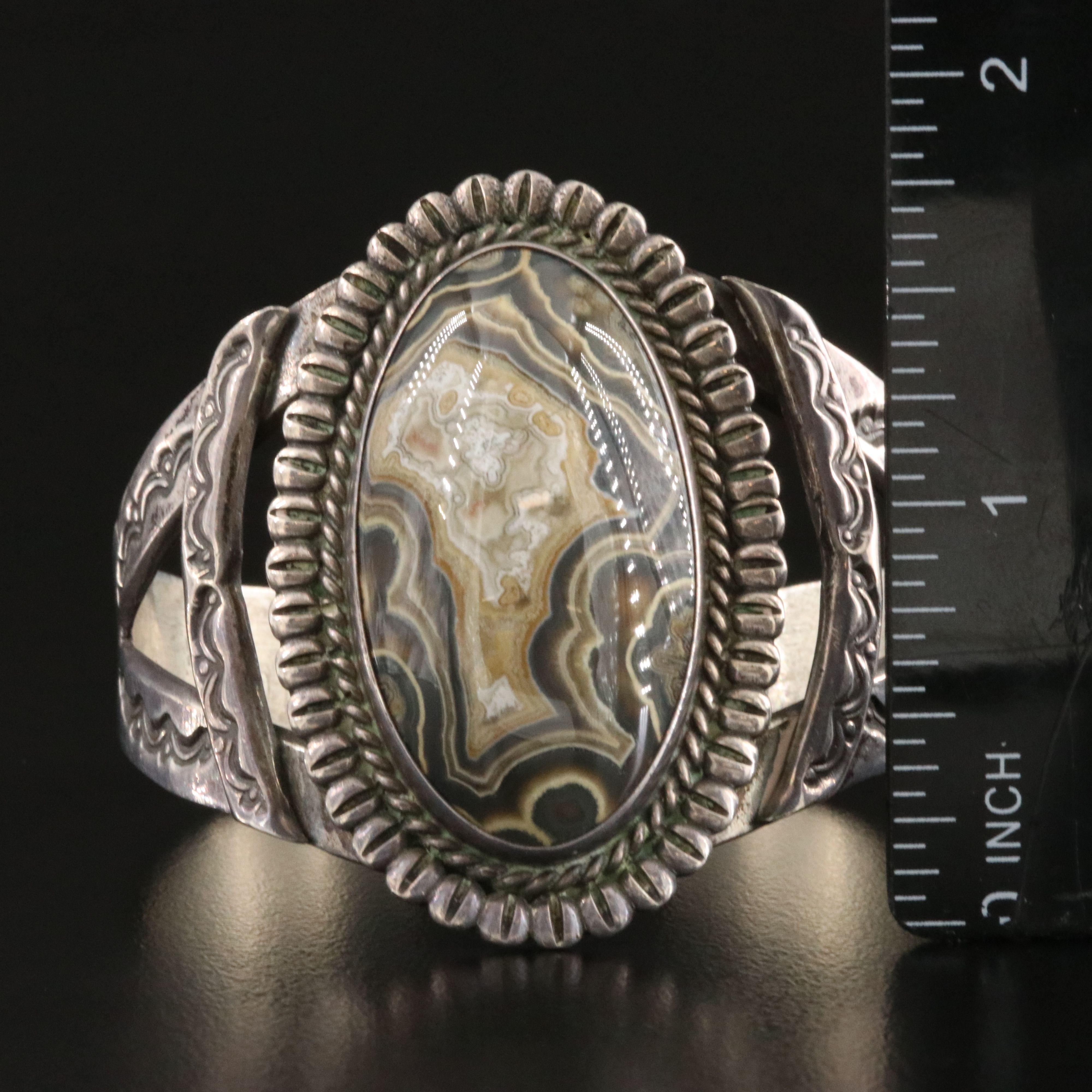 Southwestern Sterling Agate Cuff