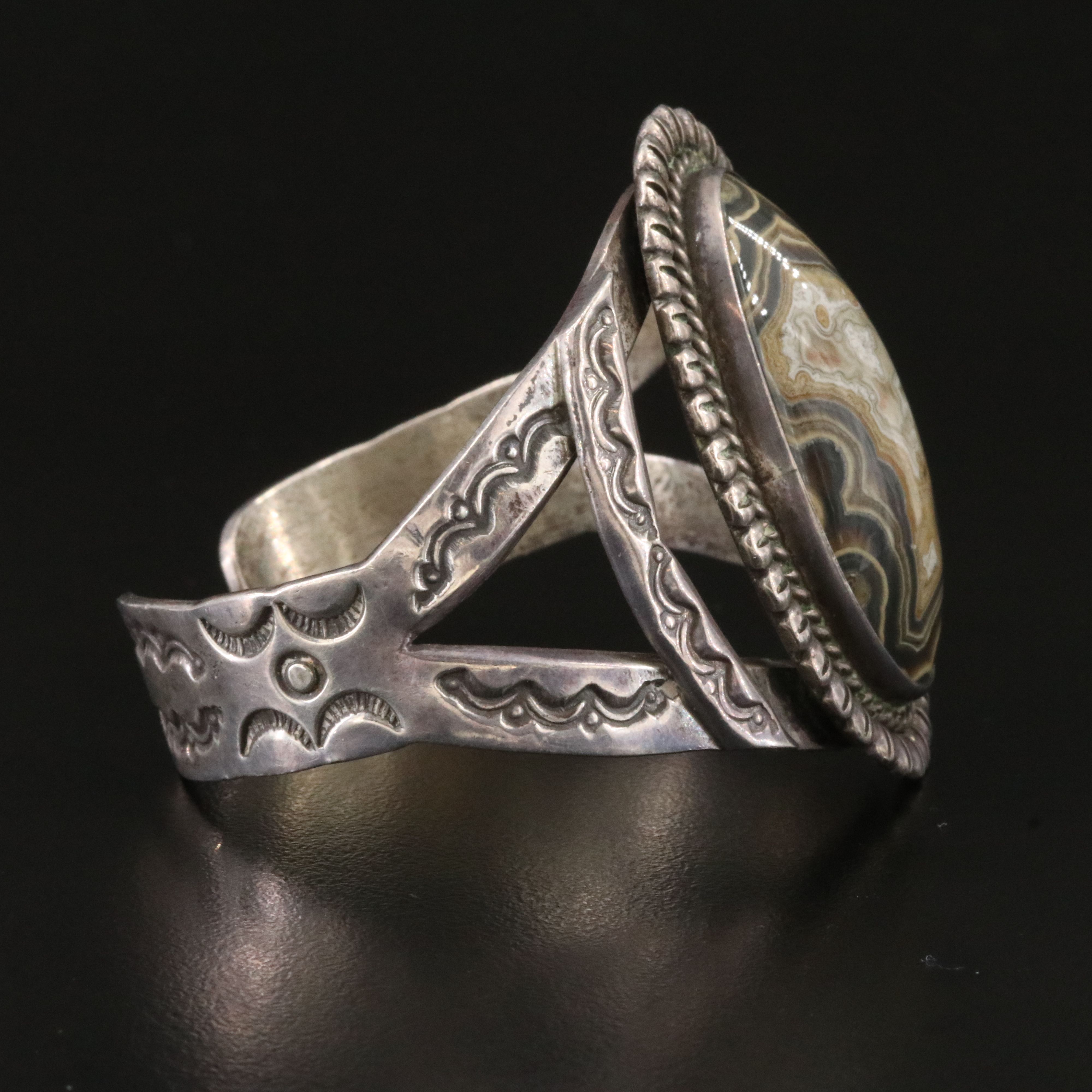 Southwestern Sterling Agate Cuff