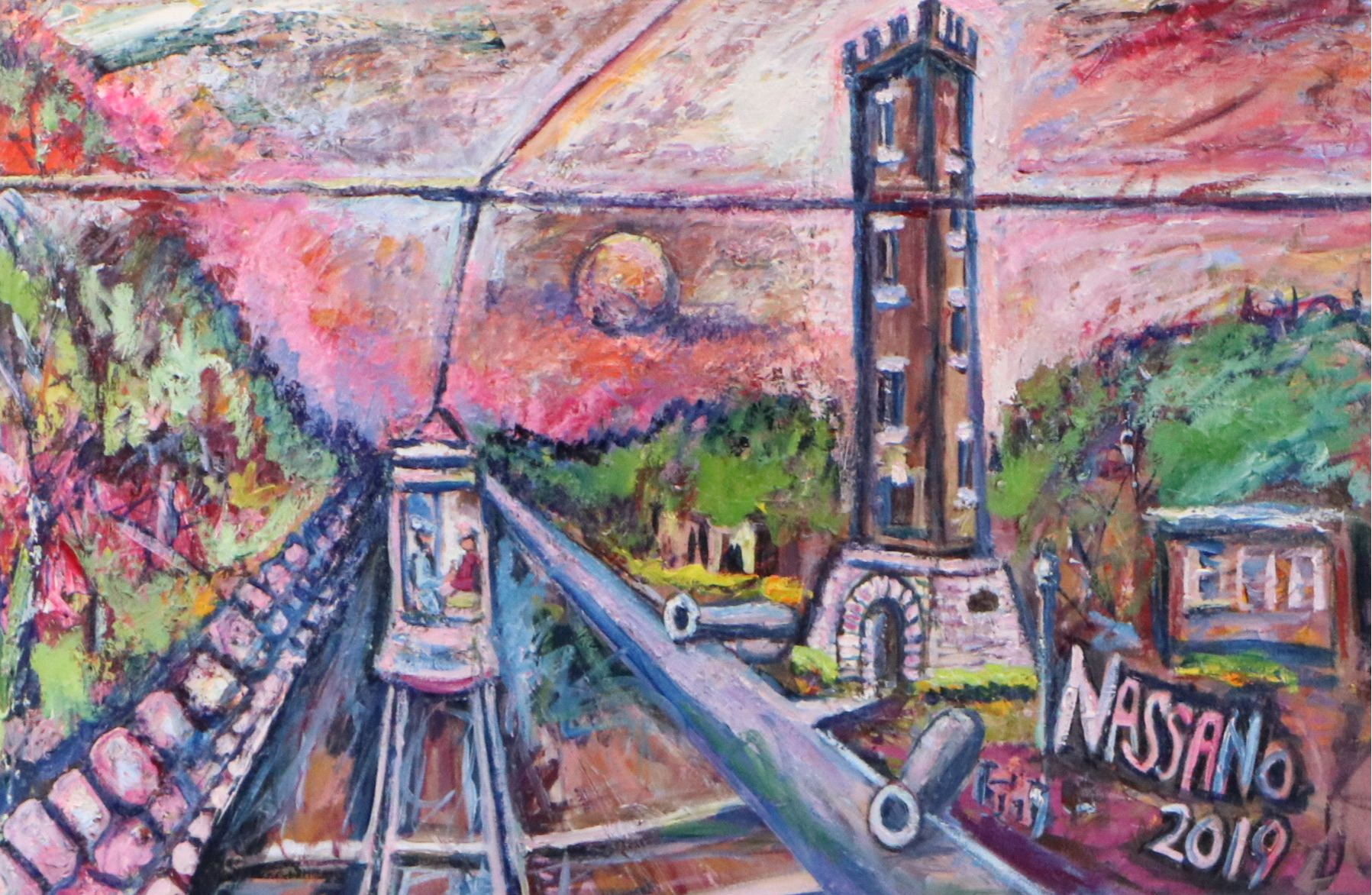 Steve Nassano Cityscape Oil Painting "Tower of Ft. Thomas," 2019