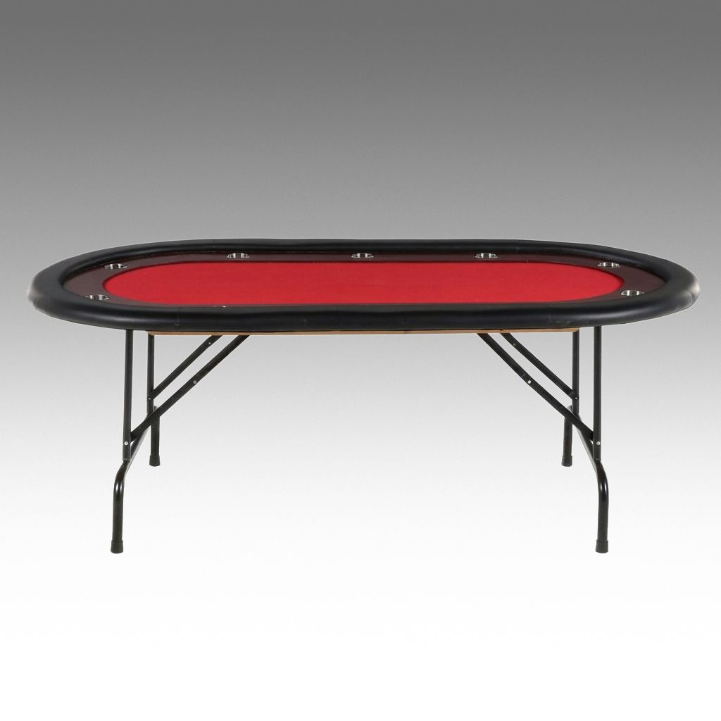 Ten Player Oval Poker Table with Red Baize, 21st Century